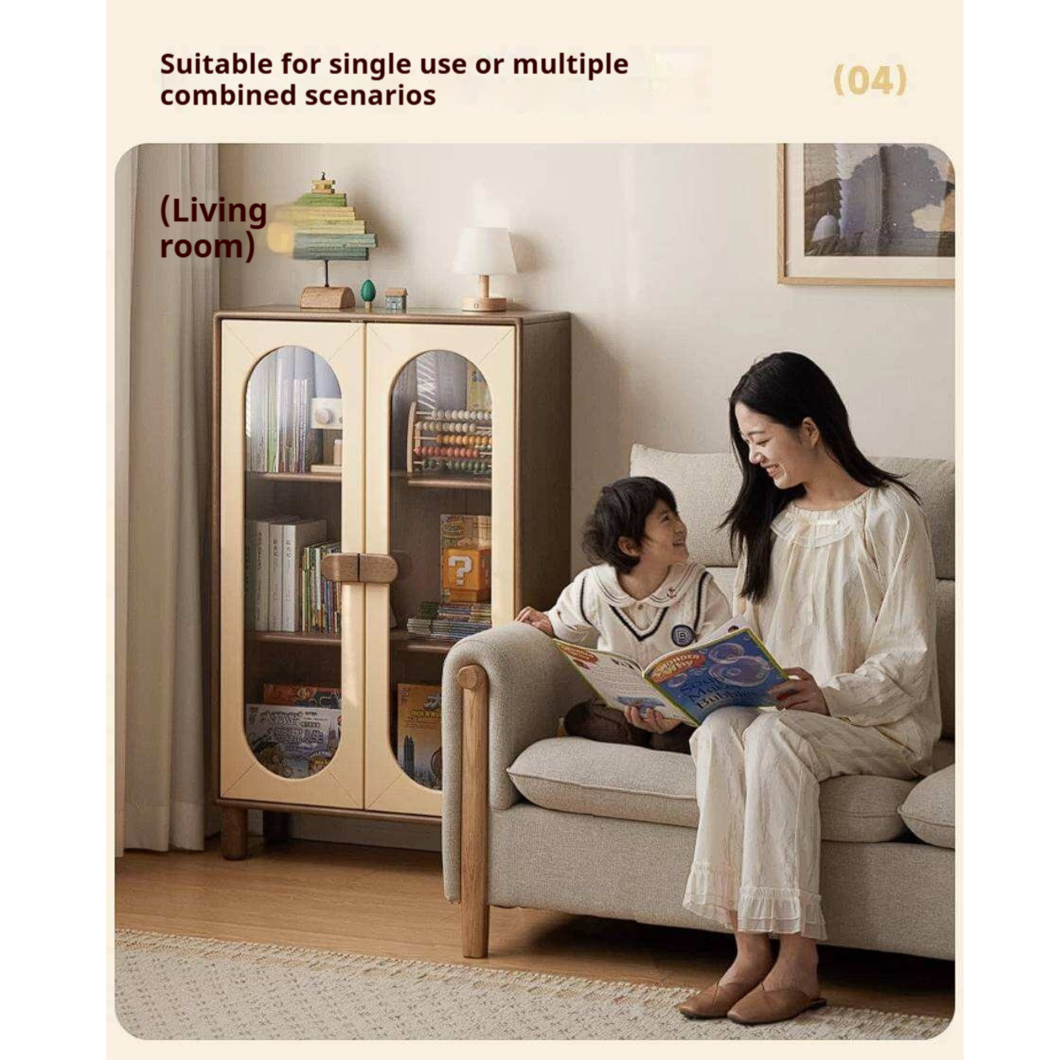 Solid Rubberwood Children's Bookshelf Retro Style