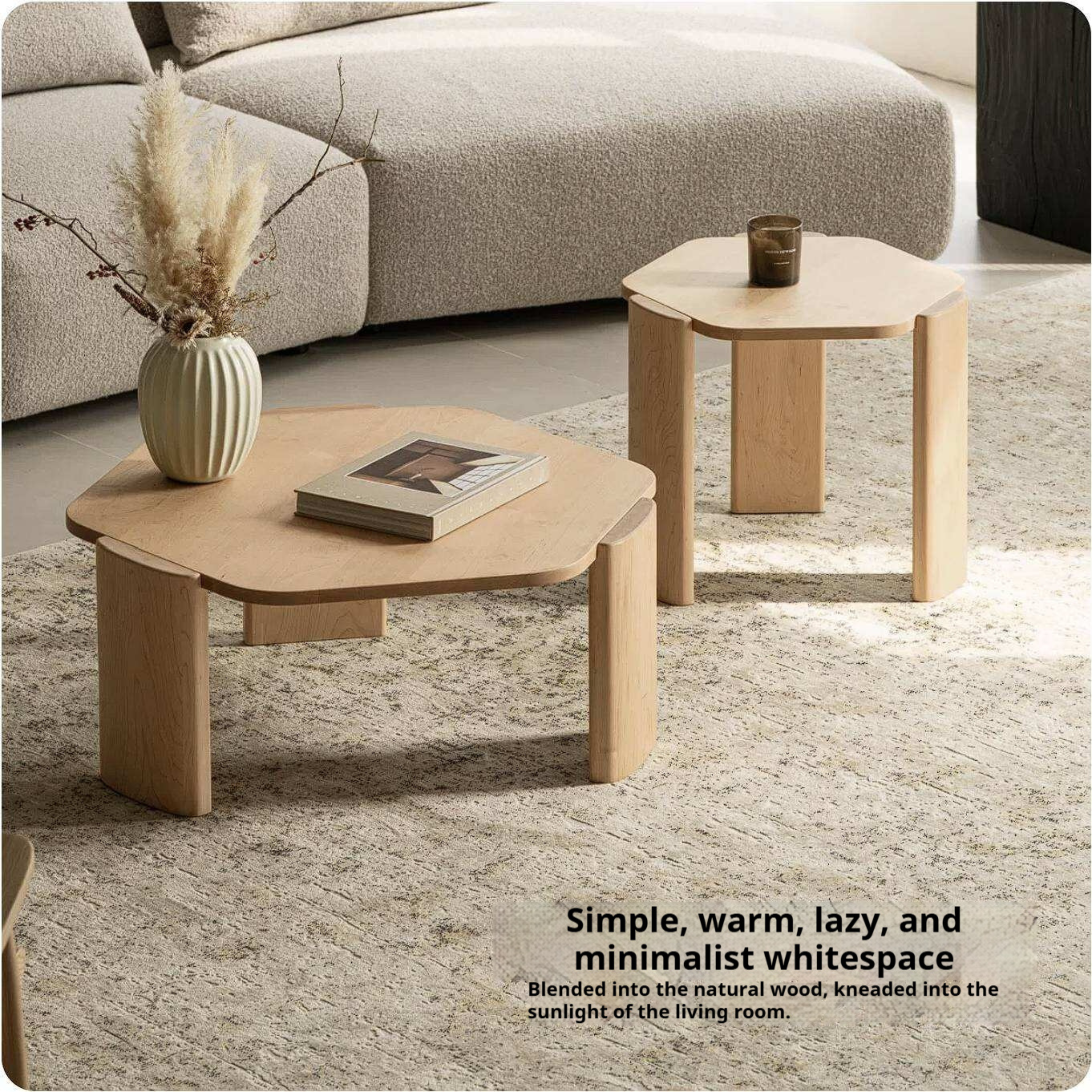 Maple Solid Wood Organic-Shape Nesting Coffee Table Set