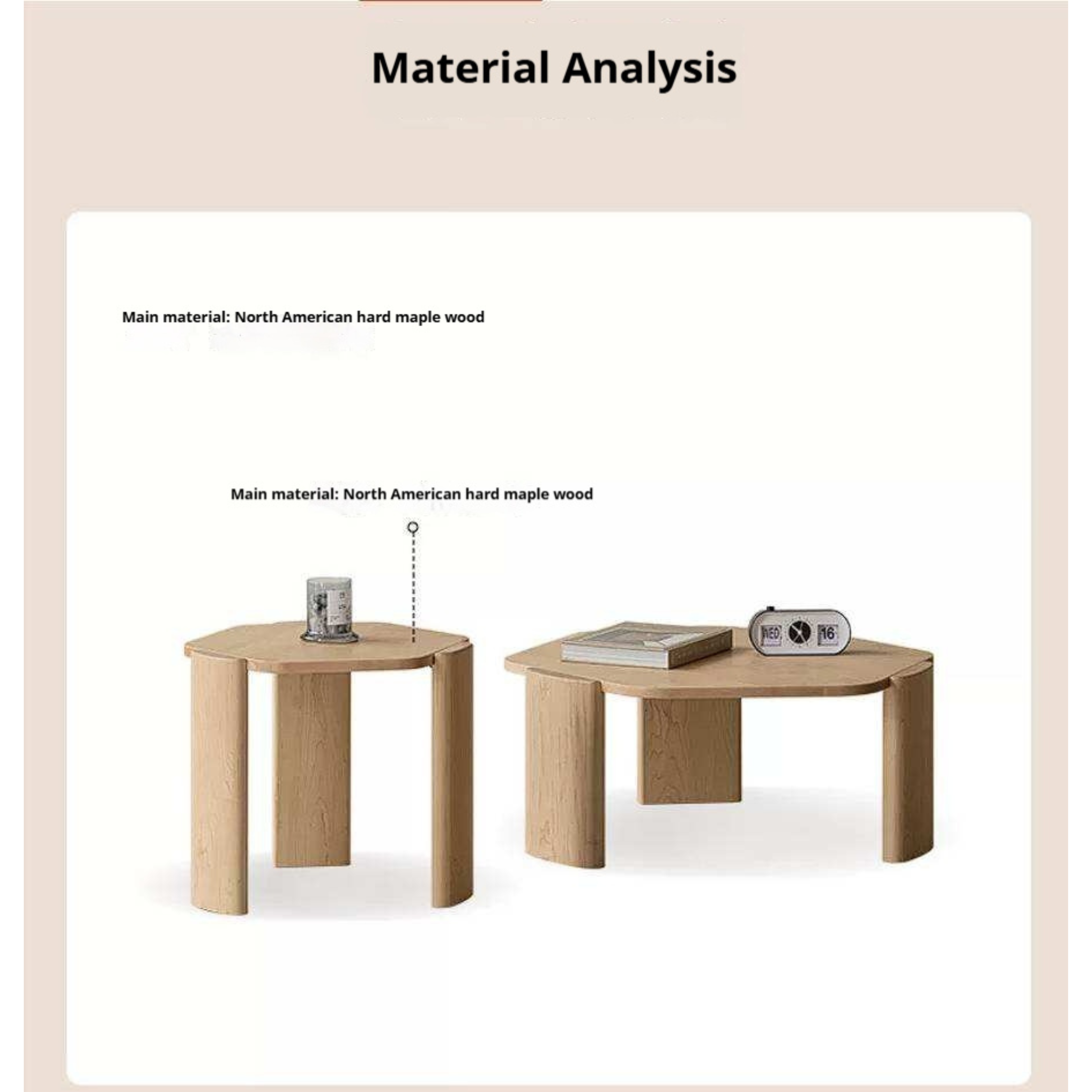 Maple Solid Wood Organic-Shape Nesting Coffee Table Set