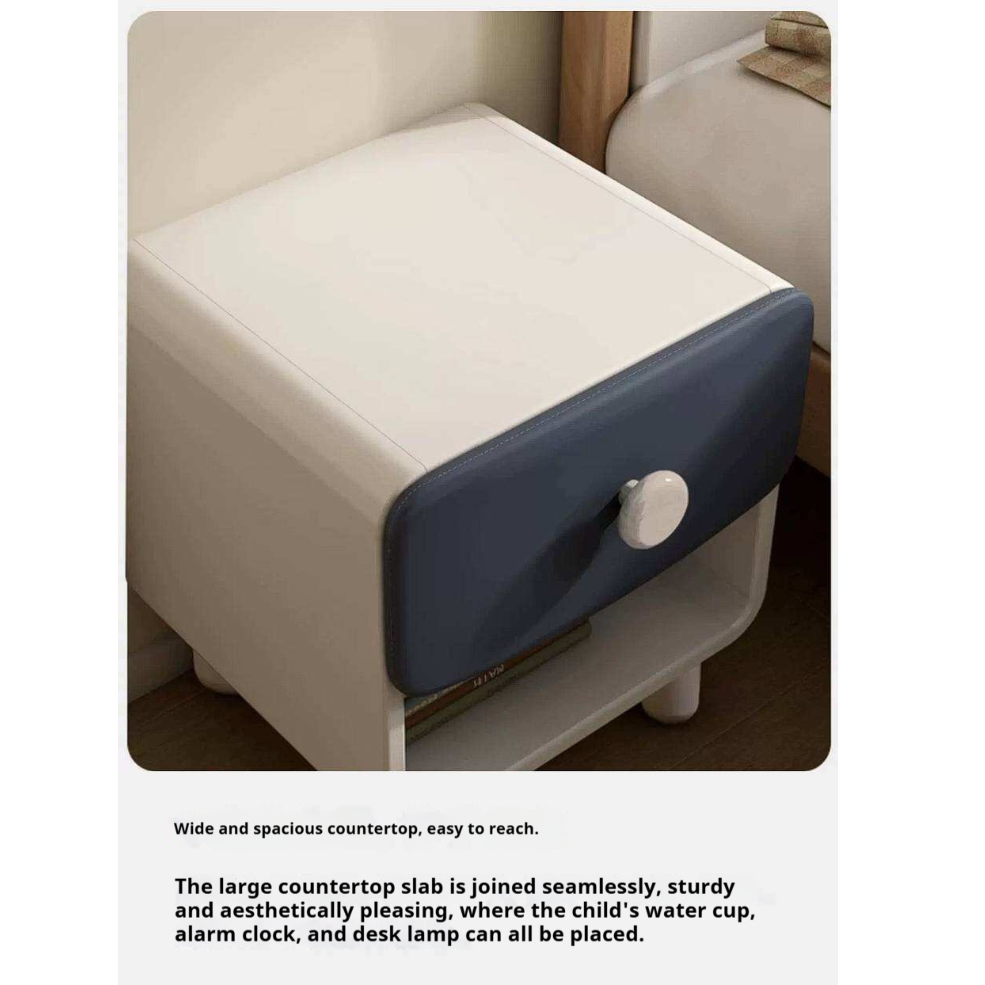 Solid Rubberwood Kids Modern Nightstand