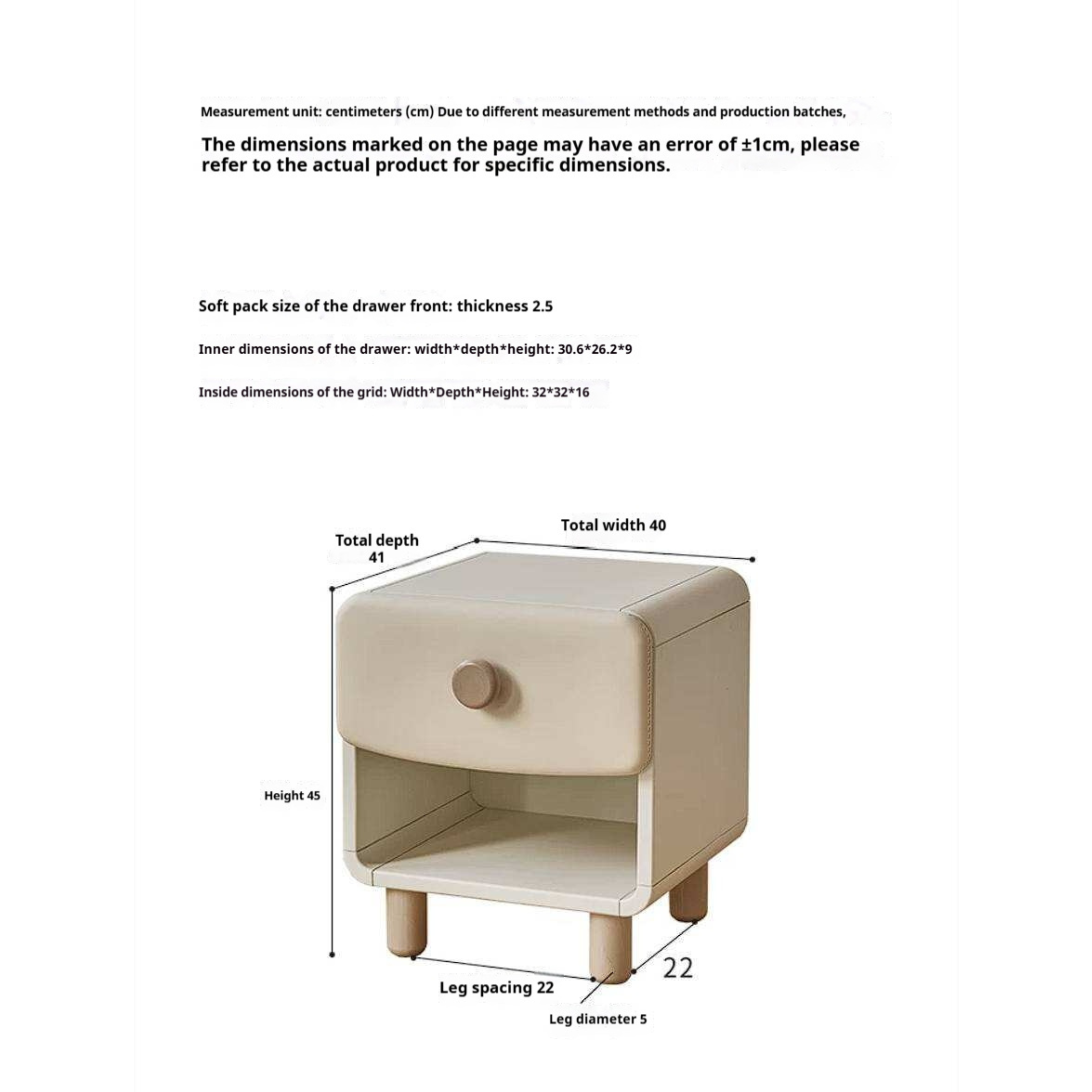 Solid Rubberwood Kids Modern Nightstand