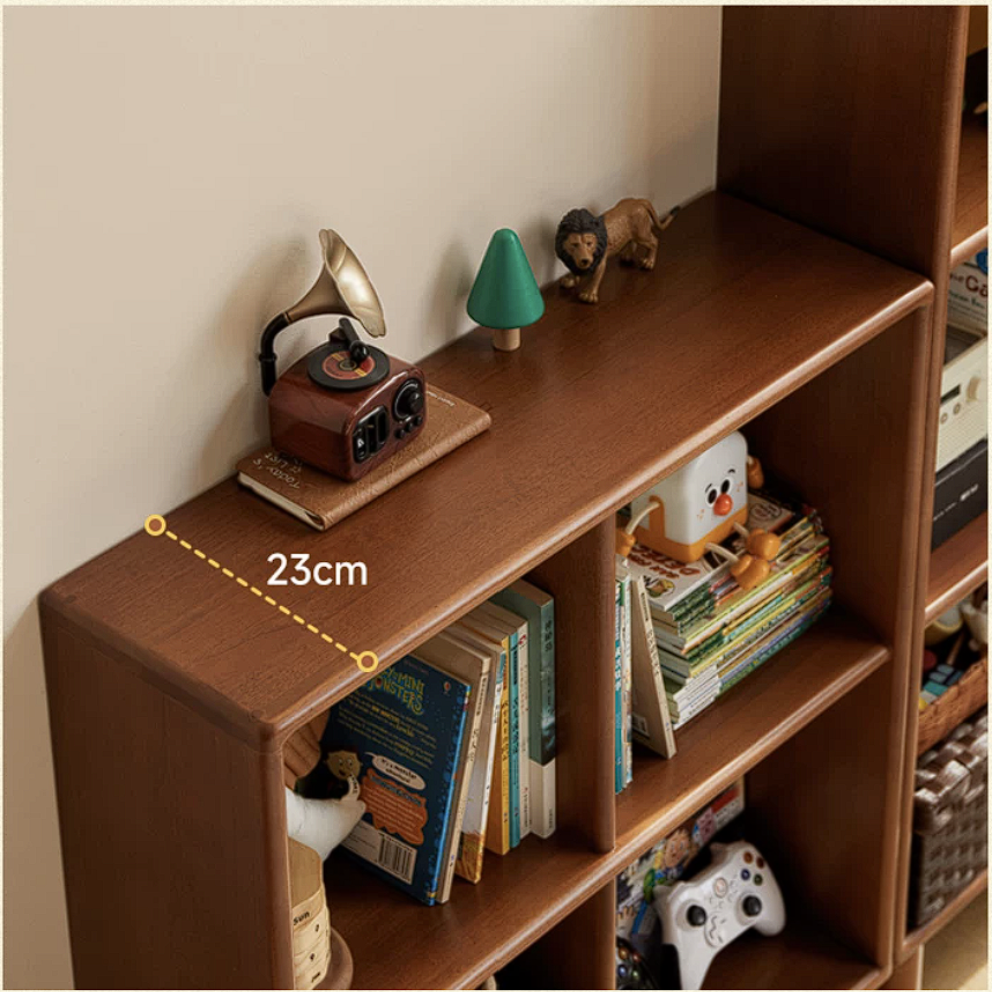 Poplar Solid Wood Children's Retro Lattice Bookshelf