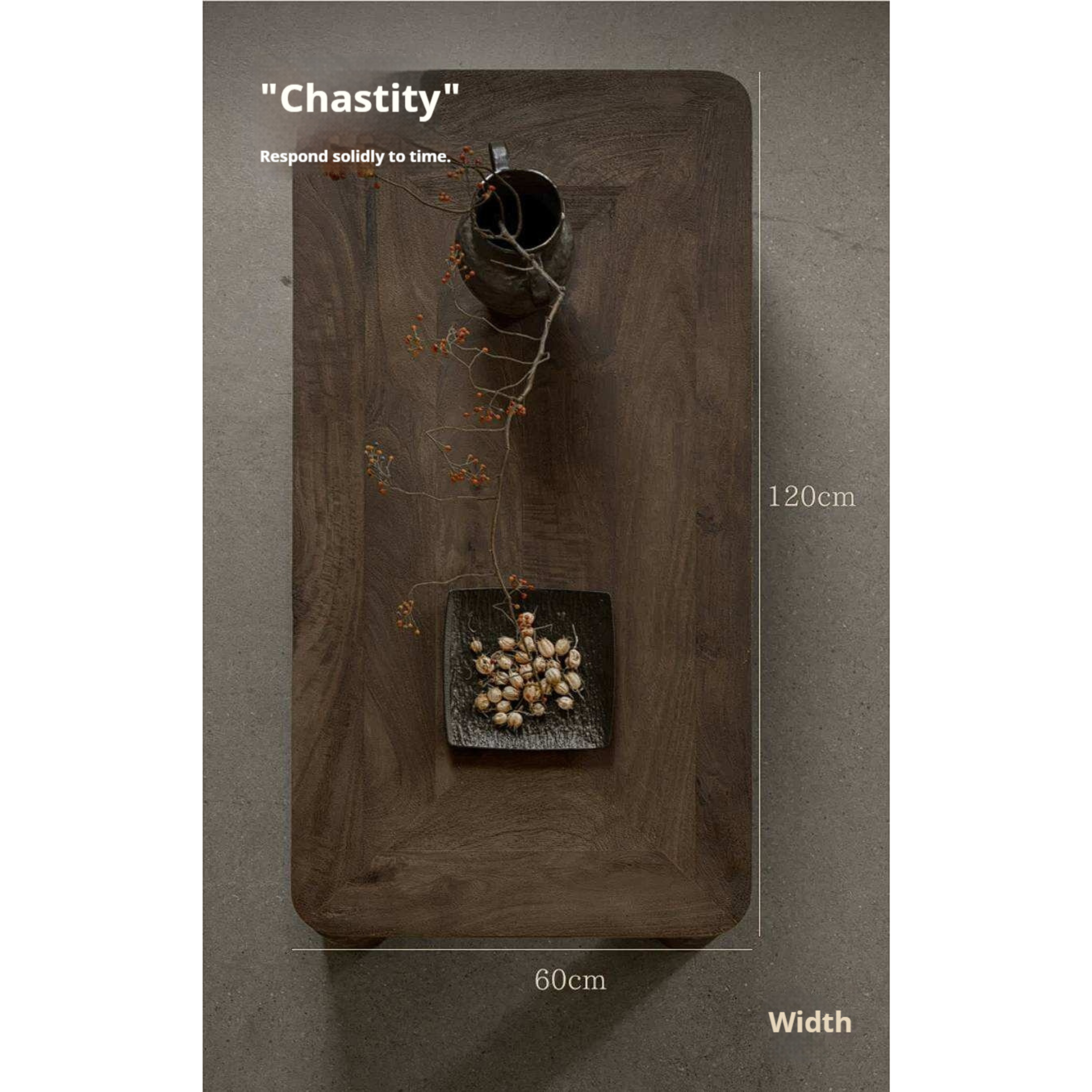 Mango Wood Solid Rustic Low Coffee Table with Chunky Cylindrical Legs