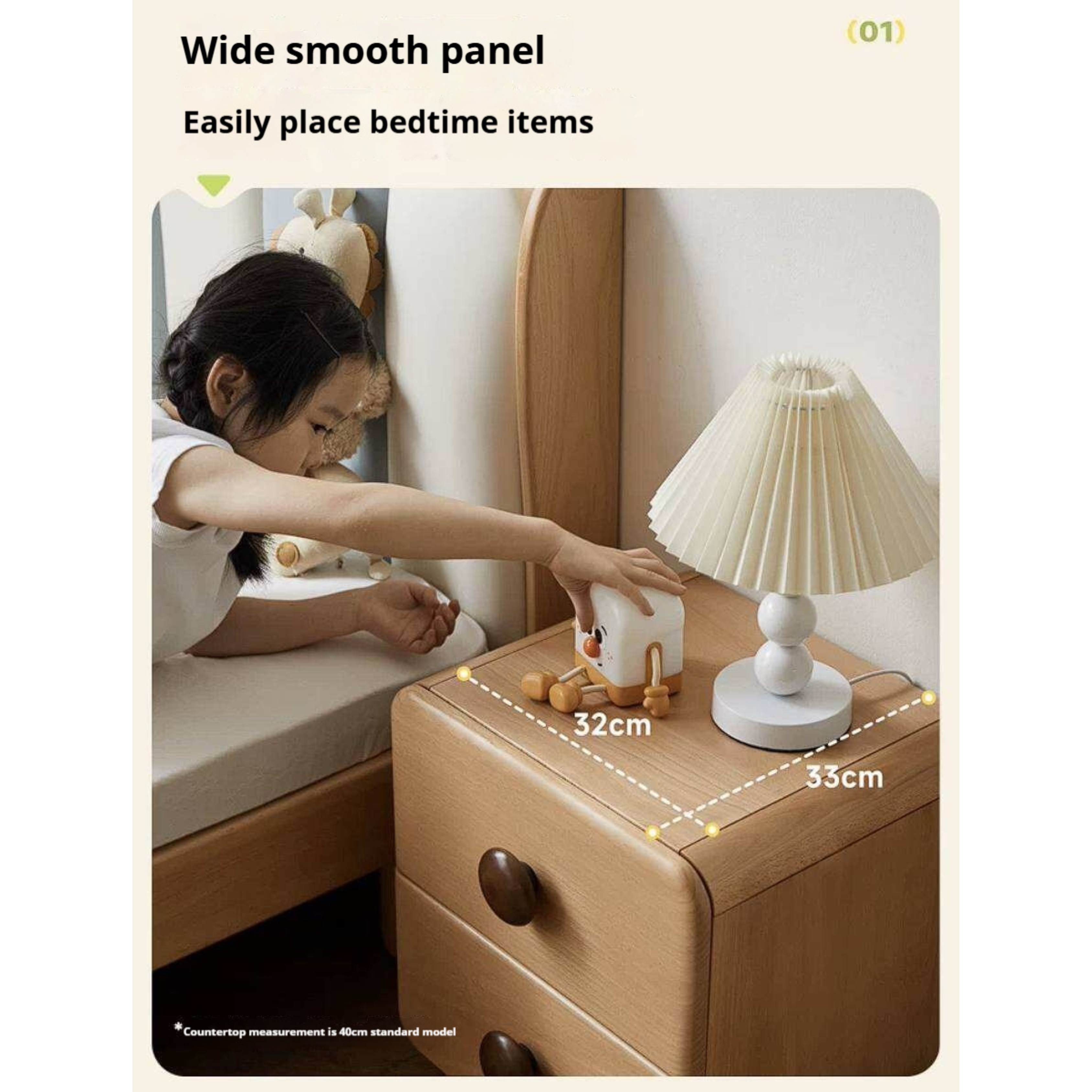 Beech, Ruberwood Solid Wood Kids Nightstand
