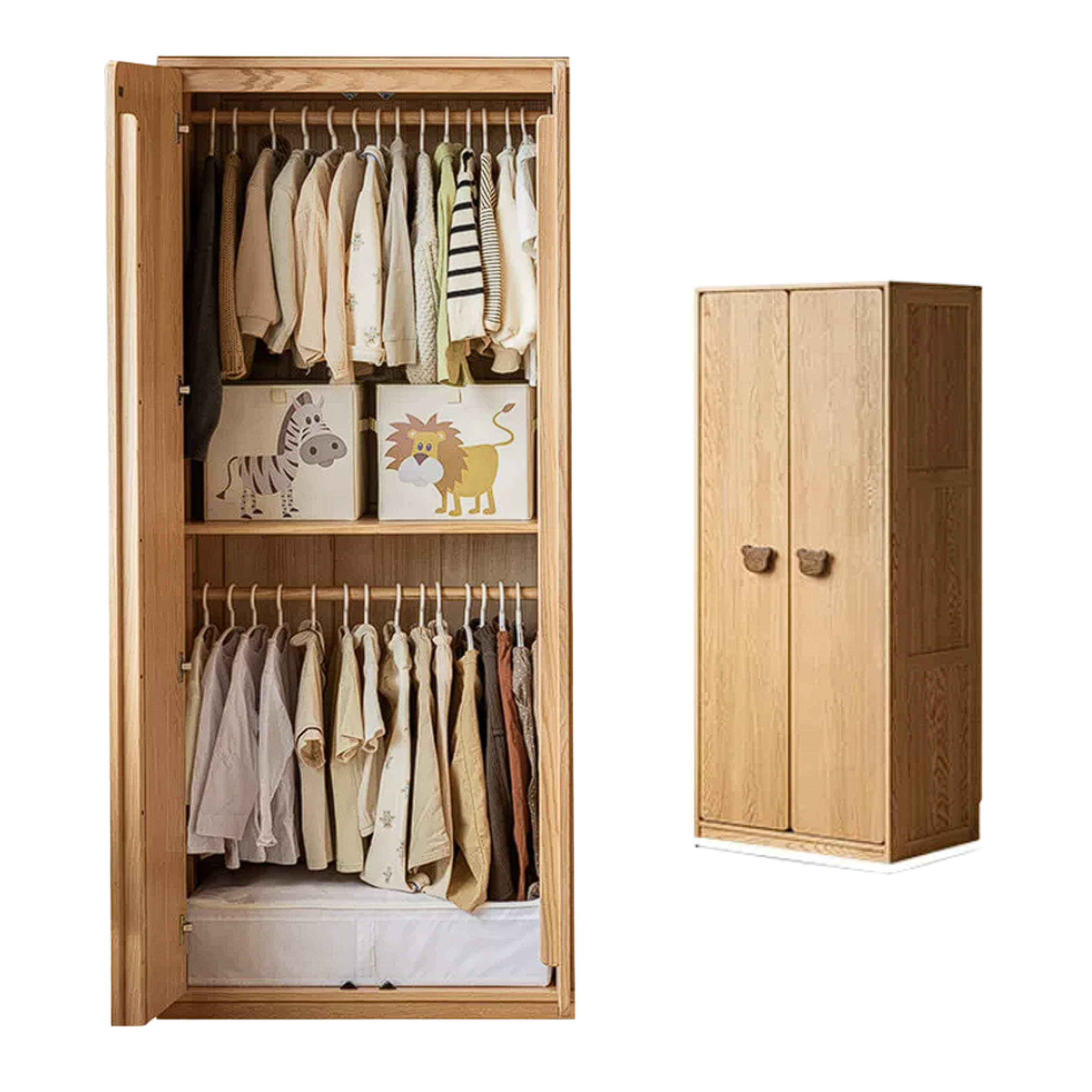 Oak Solid Wood Kids Wardrobe