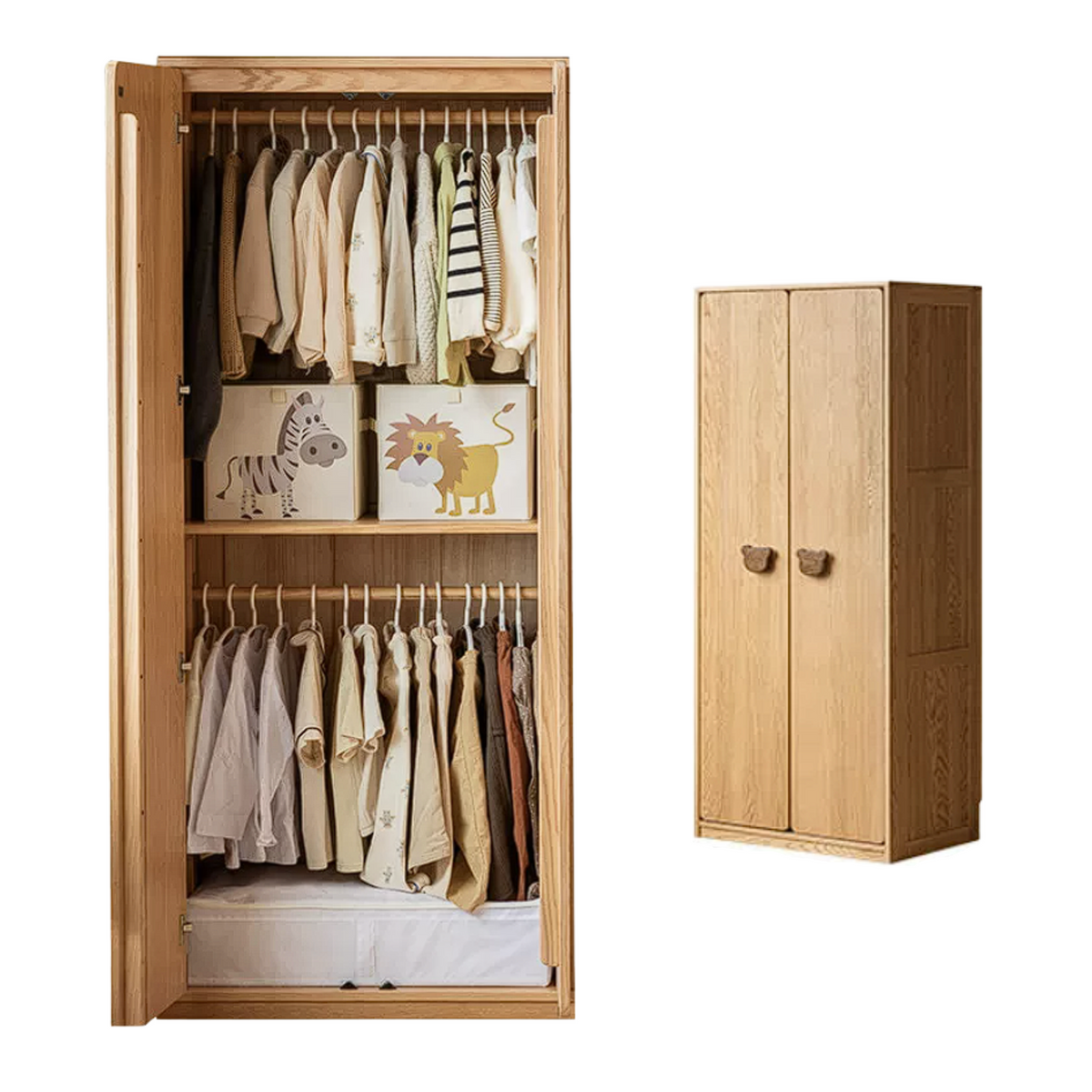 Oak Solid Wood Kids Wardrobe