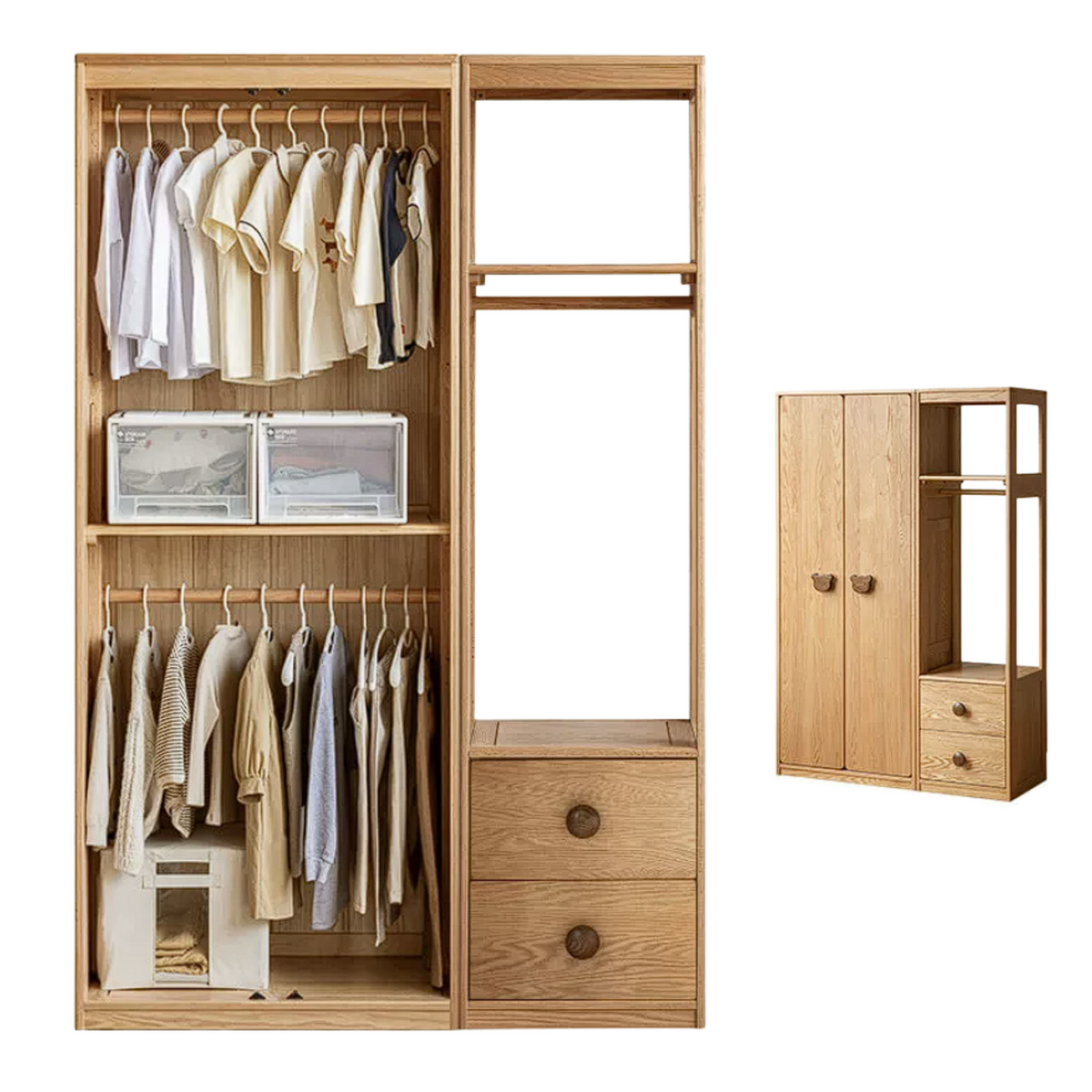 Oak Solid Wood Kids Wardrobe