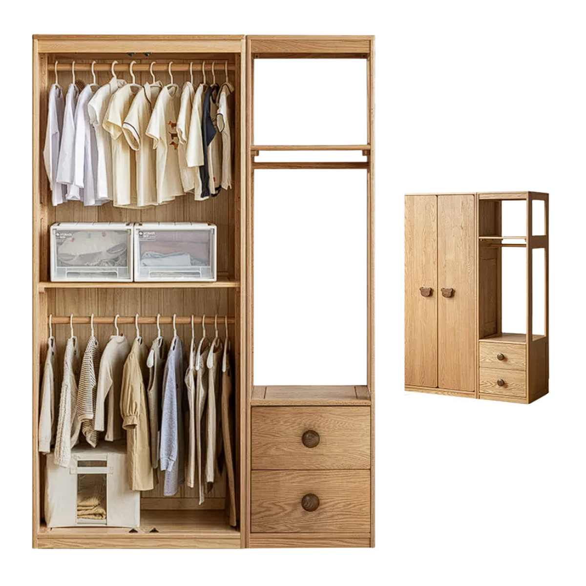 Oak Solid Wood Kids Wardrobe