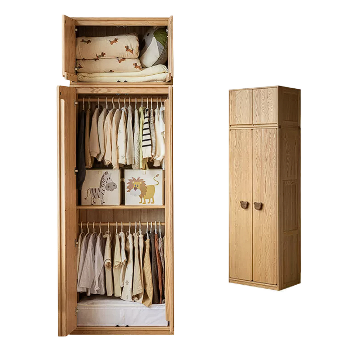 Oak Solid Wood Kids Wardrobe