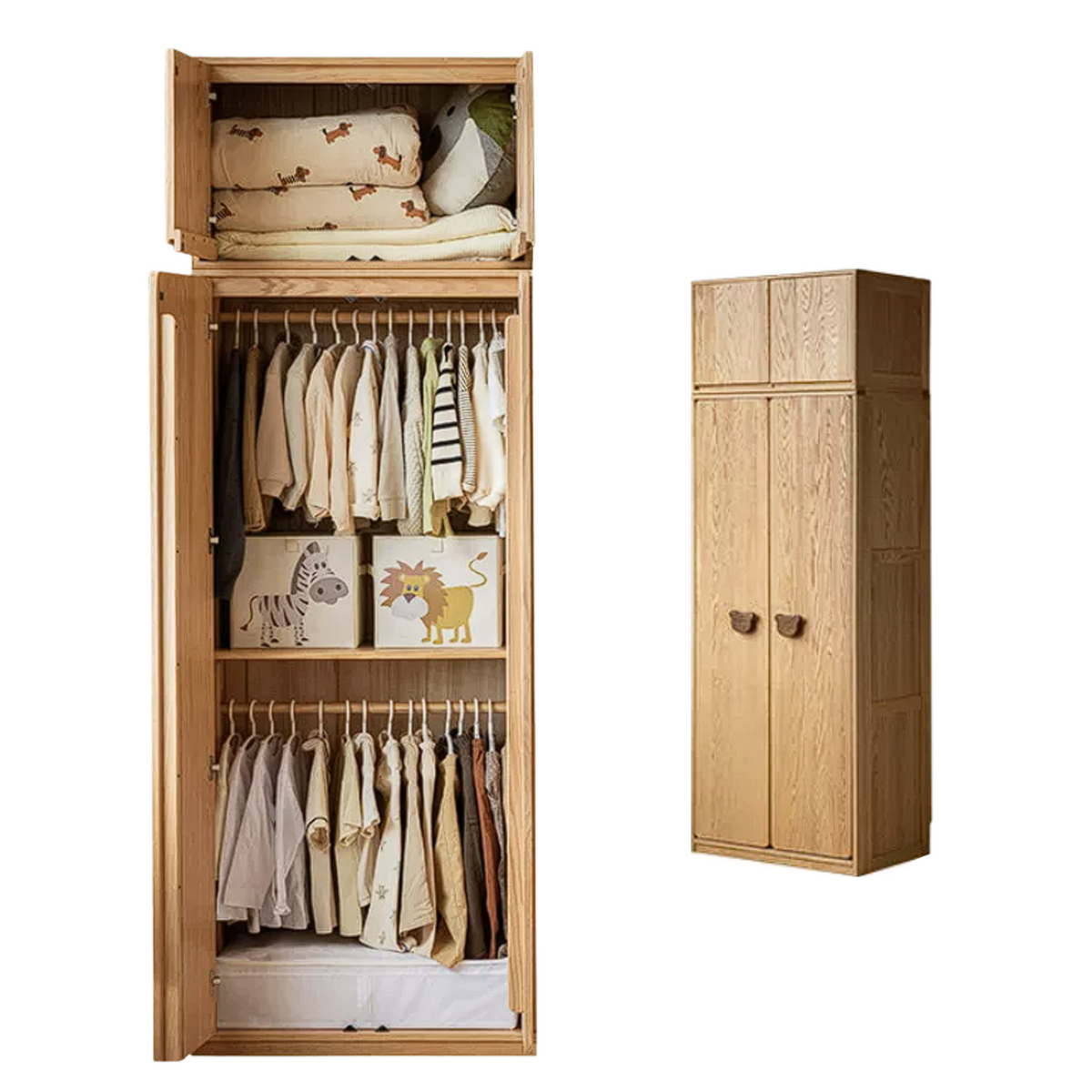 Oak Solid Wood Kids Wardrobe