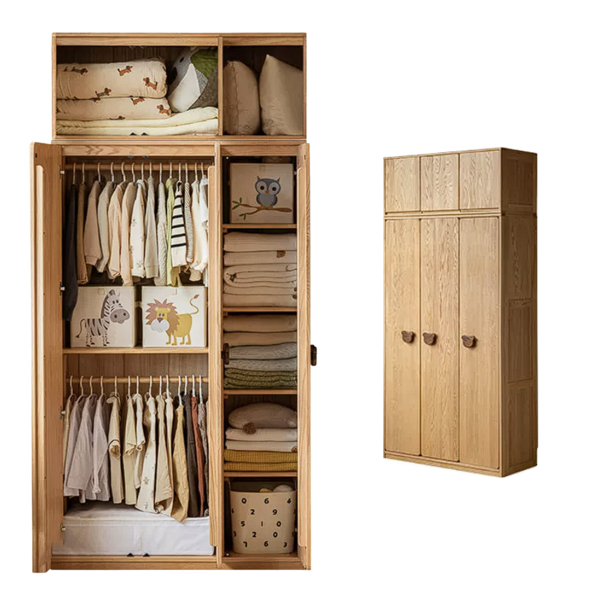 Oak Solid Wood Kids Wardrobe