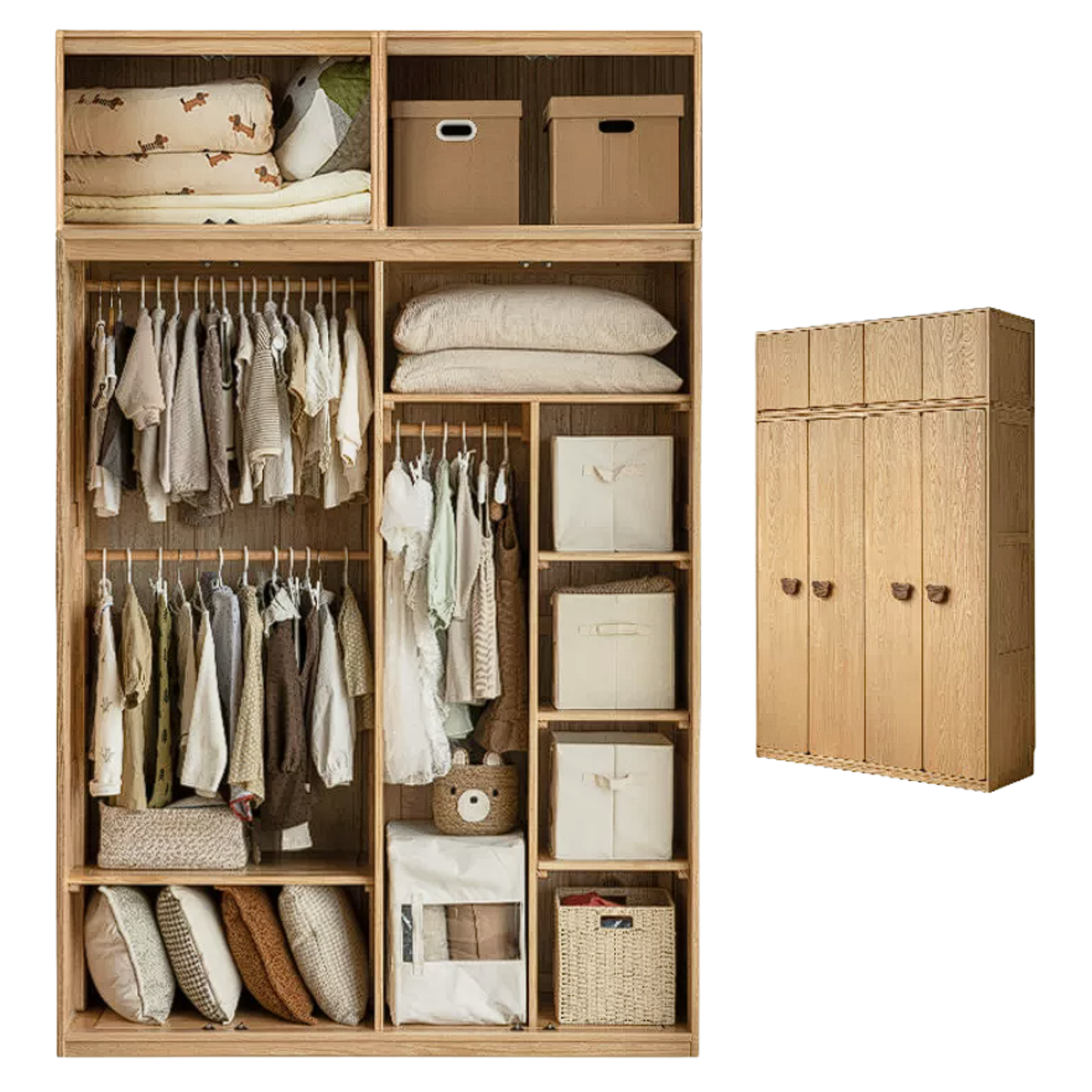 Oak Solid Wood Kids Wardrobe