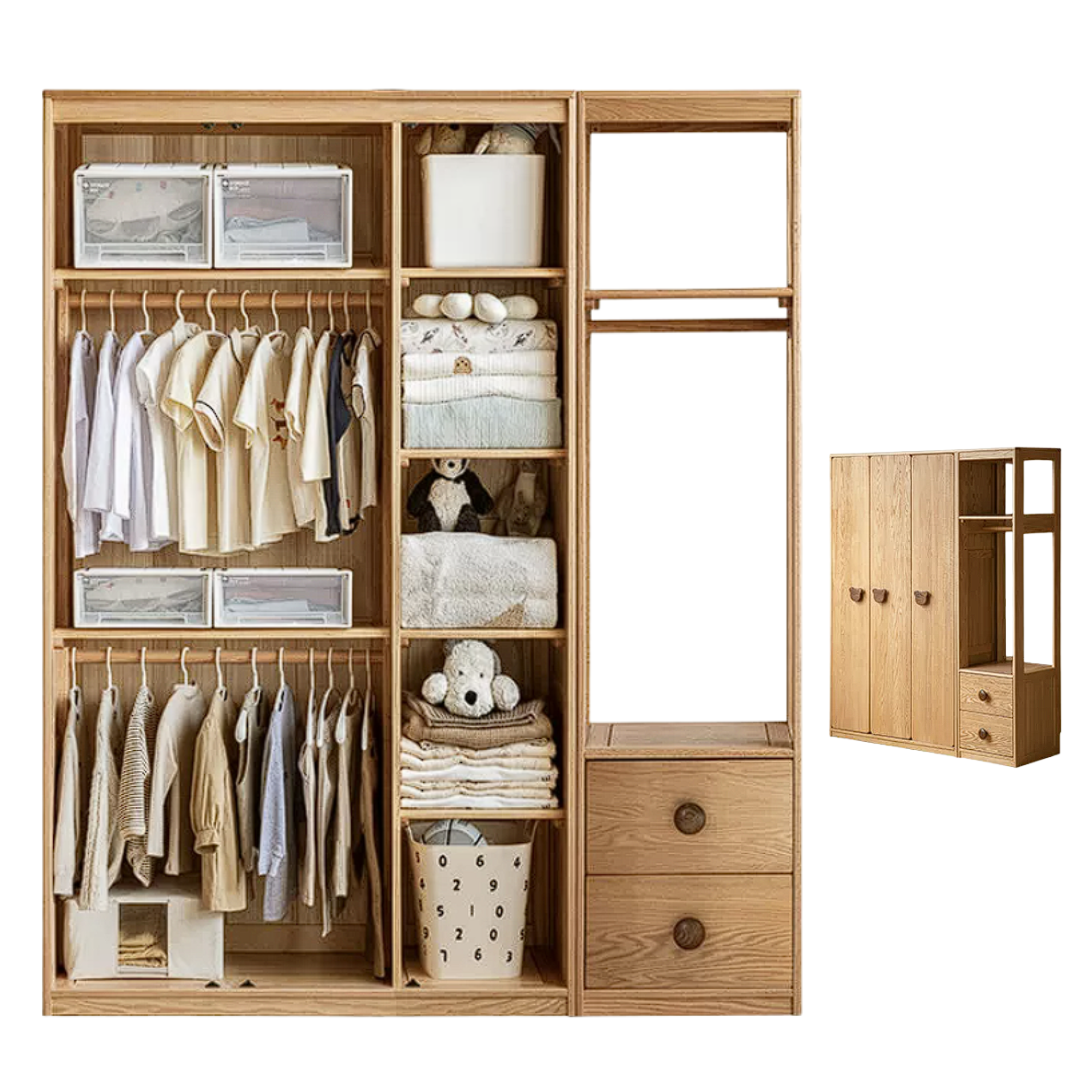 Oak Solid Wood Kids Wardrobe
