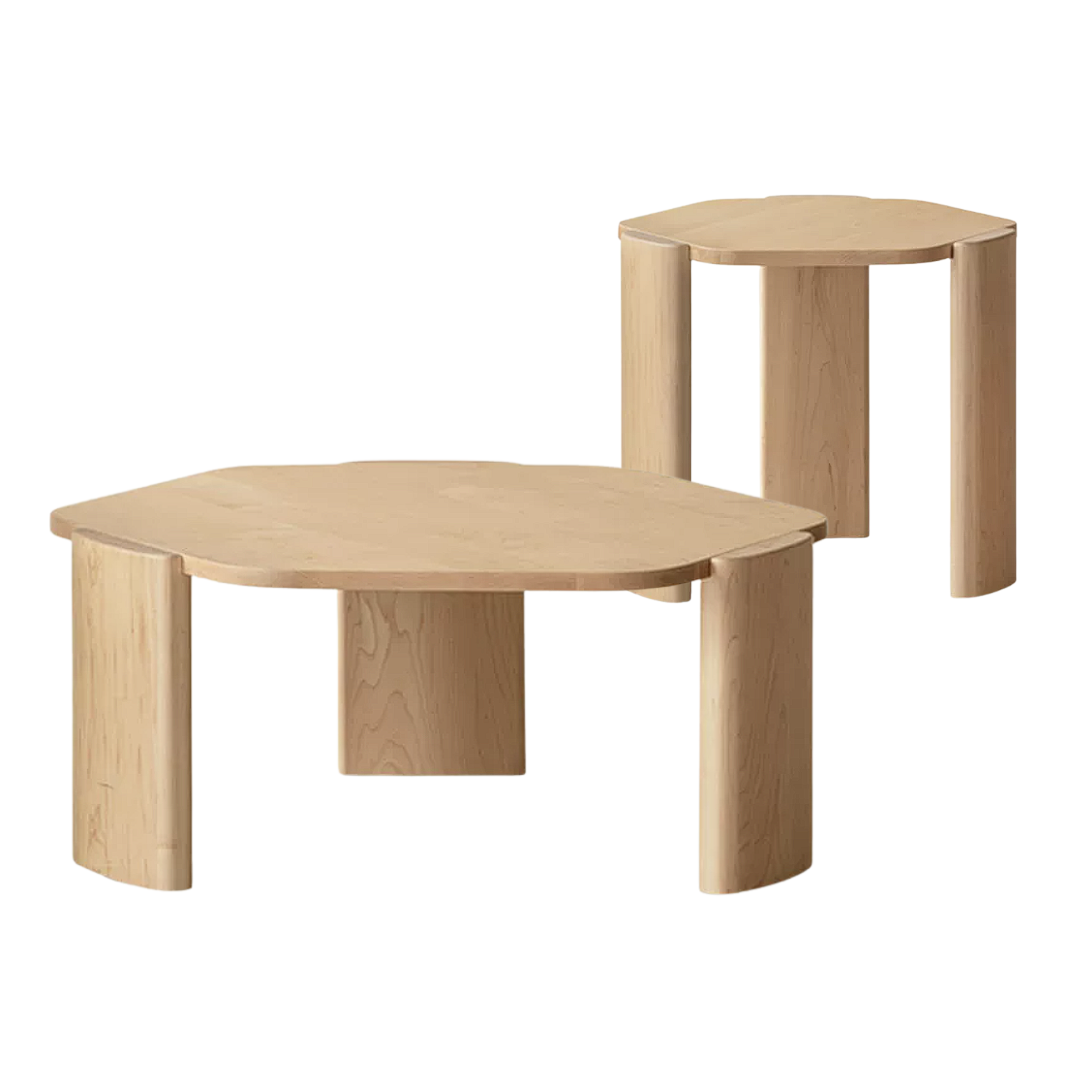 Maple Solid Wood Organic-Shape Nesting Coffee Table Set