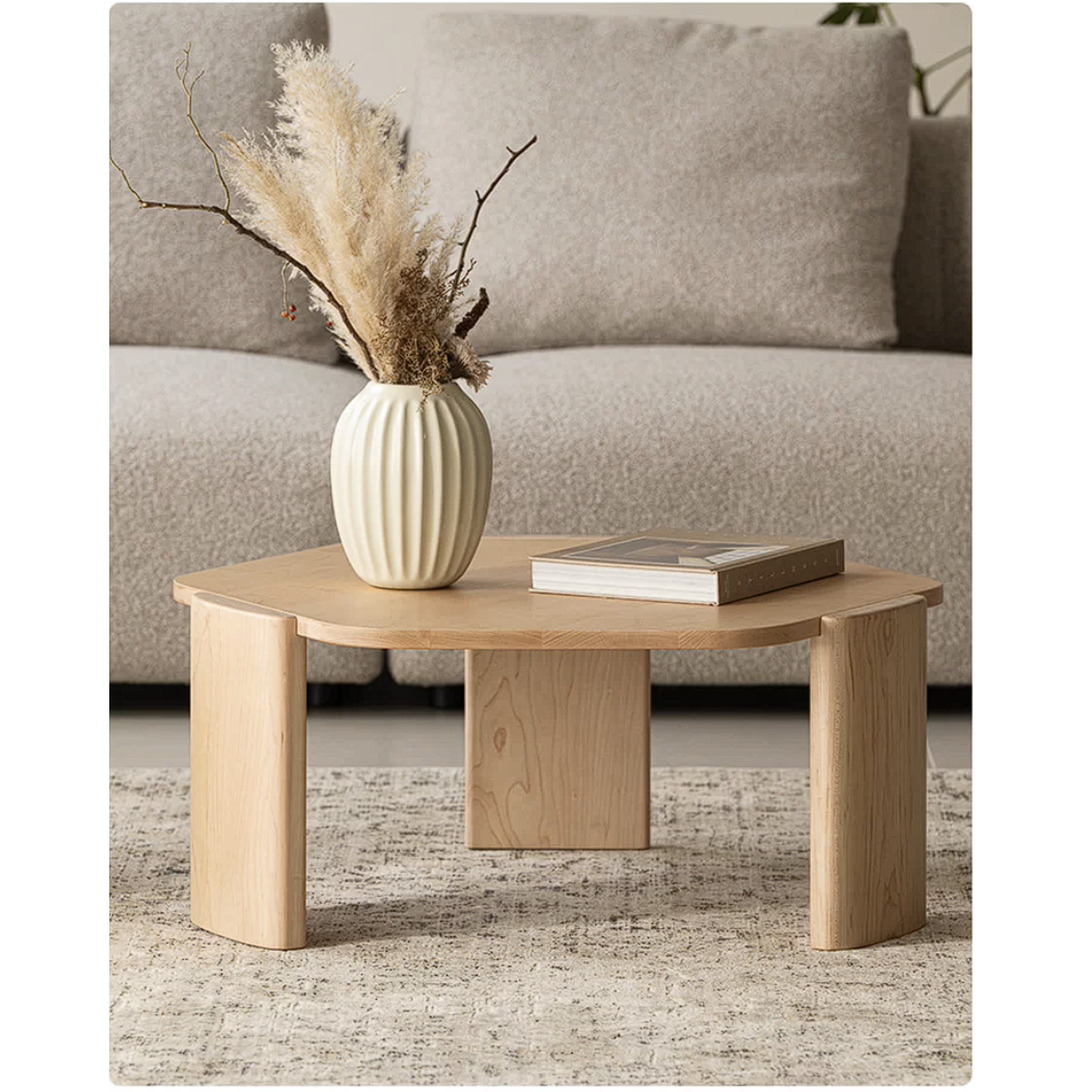 Maple Solid Wood Organic-Shape Nesting Coffee Table Set