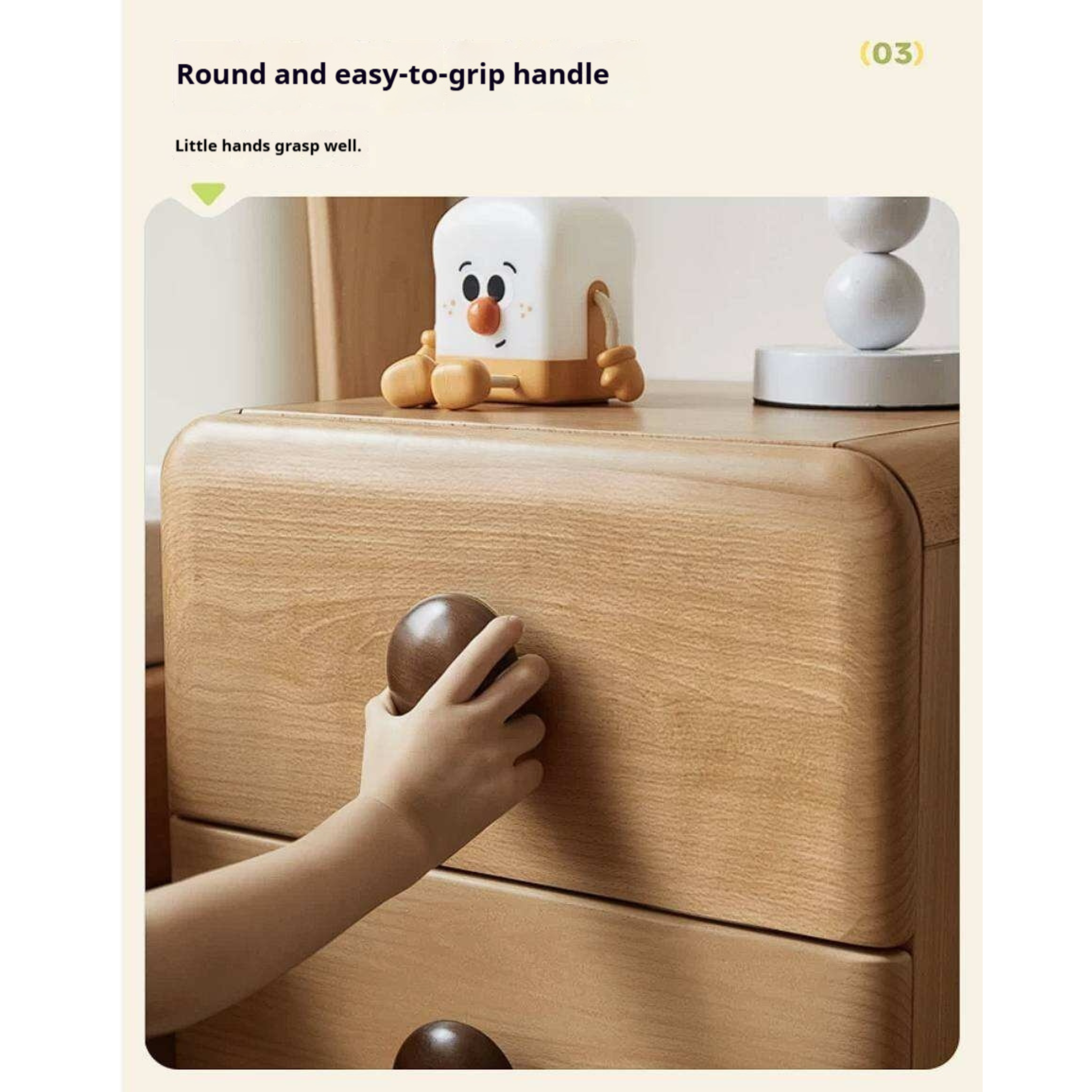 Beech, Ruberwood Solid Wood Kids Nightstand