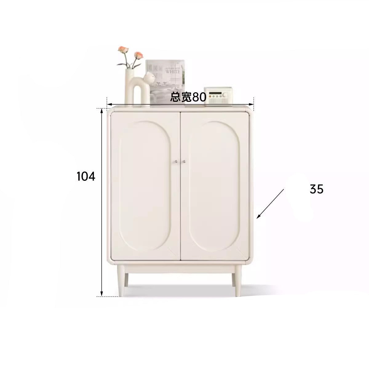 Solid wood cream shoe cabinet "