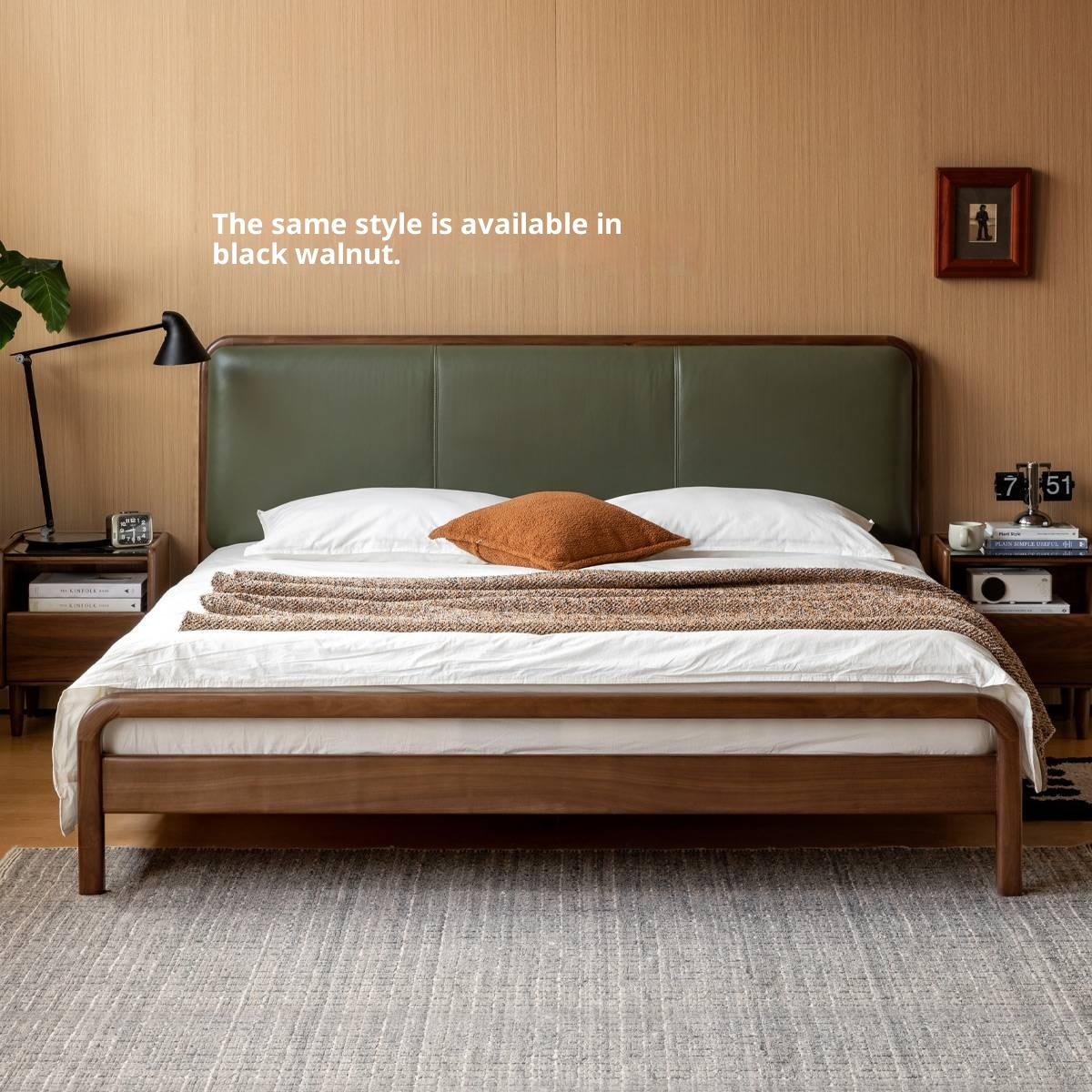 Beech Solid Wood Genuine Leather Soft Headboard Bed