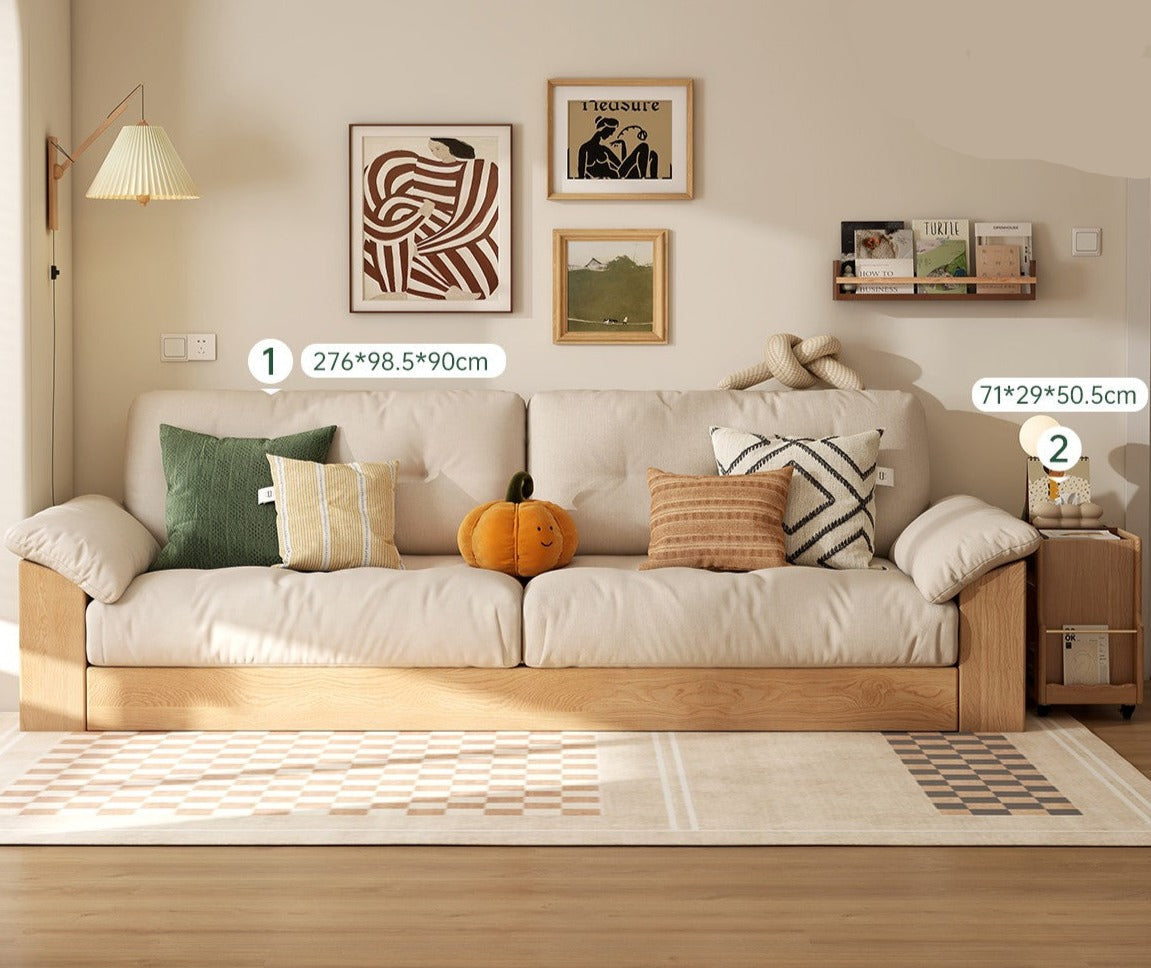 Oak Solid Wood Storage Sofa Modern Log Style Combination Furniture Set