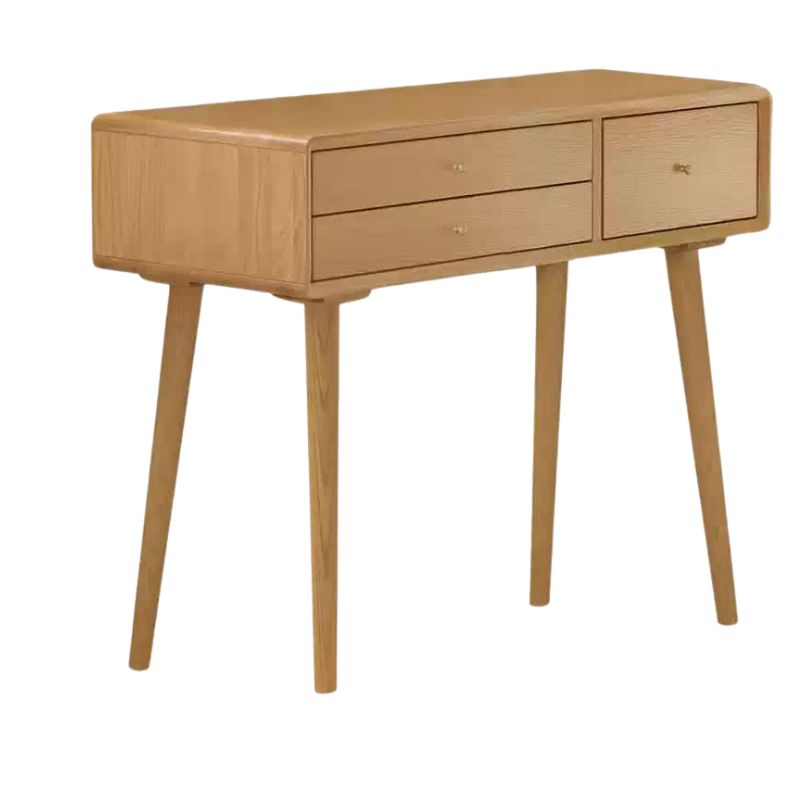 Oak Solid Wood Modern Dressing Table With Mirror.