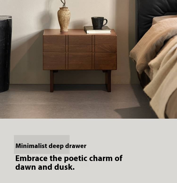 Black Walnut, Oak Wood Wabi-Sabi Style Nightstand