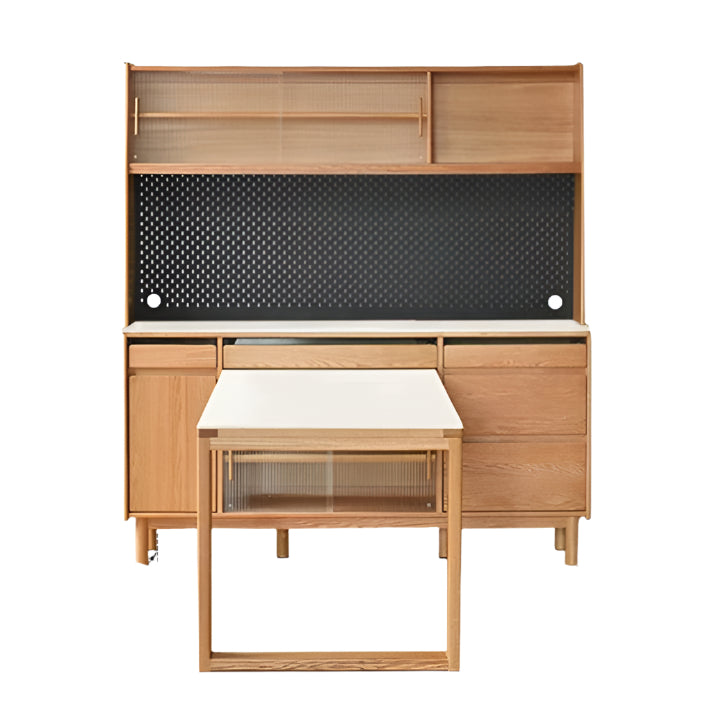 Oak Solid Wood Rock Plate Dining Sideboard