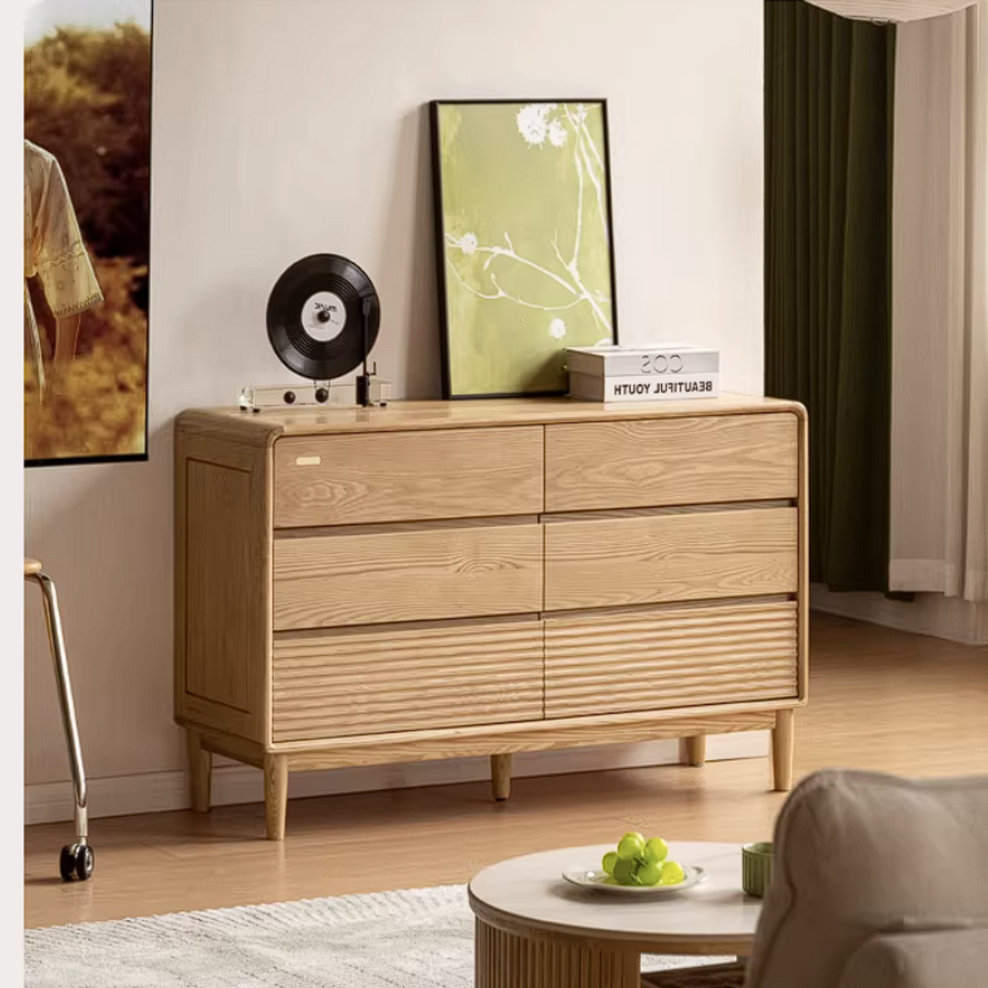 Ash Solid Wood Chest of Drawers with Modern Minimalist Design