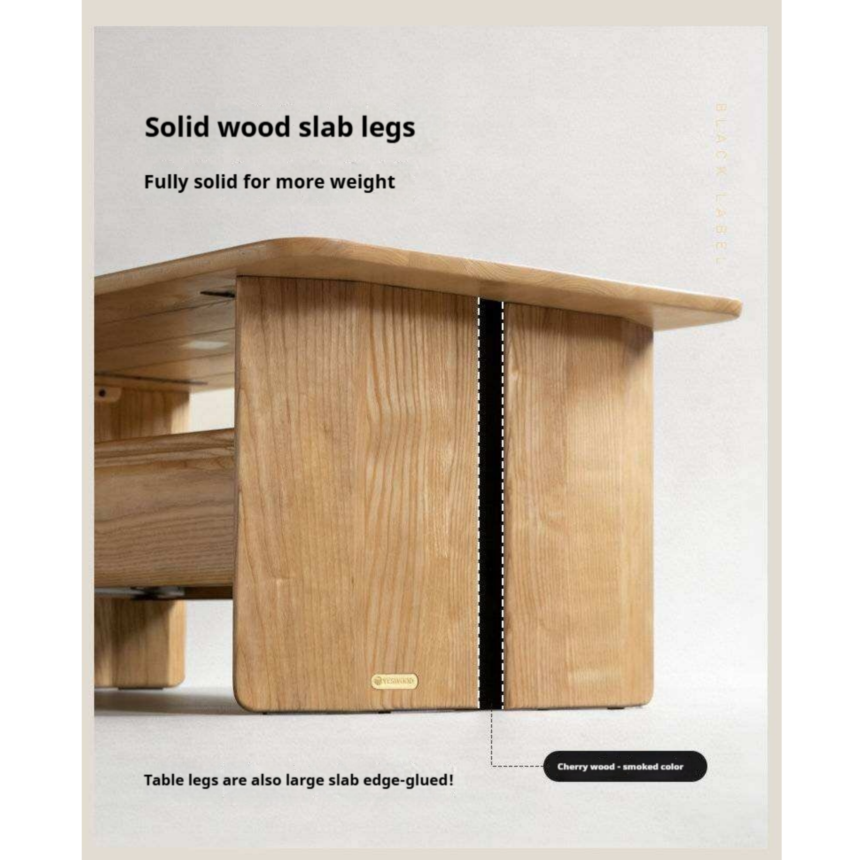 Ash Solid Wood Coffee Table with Two-Level Storage and Minimalist Design