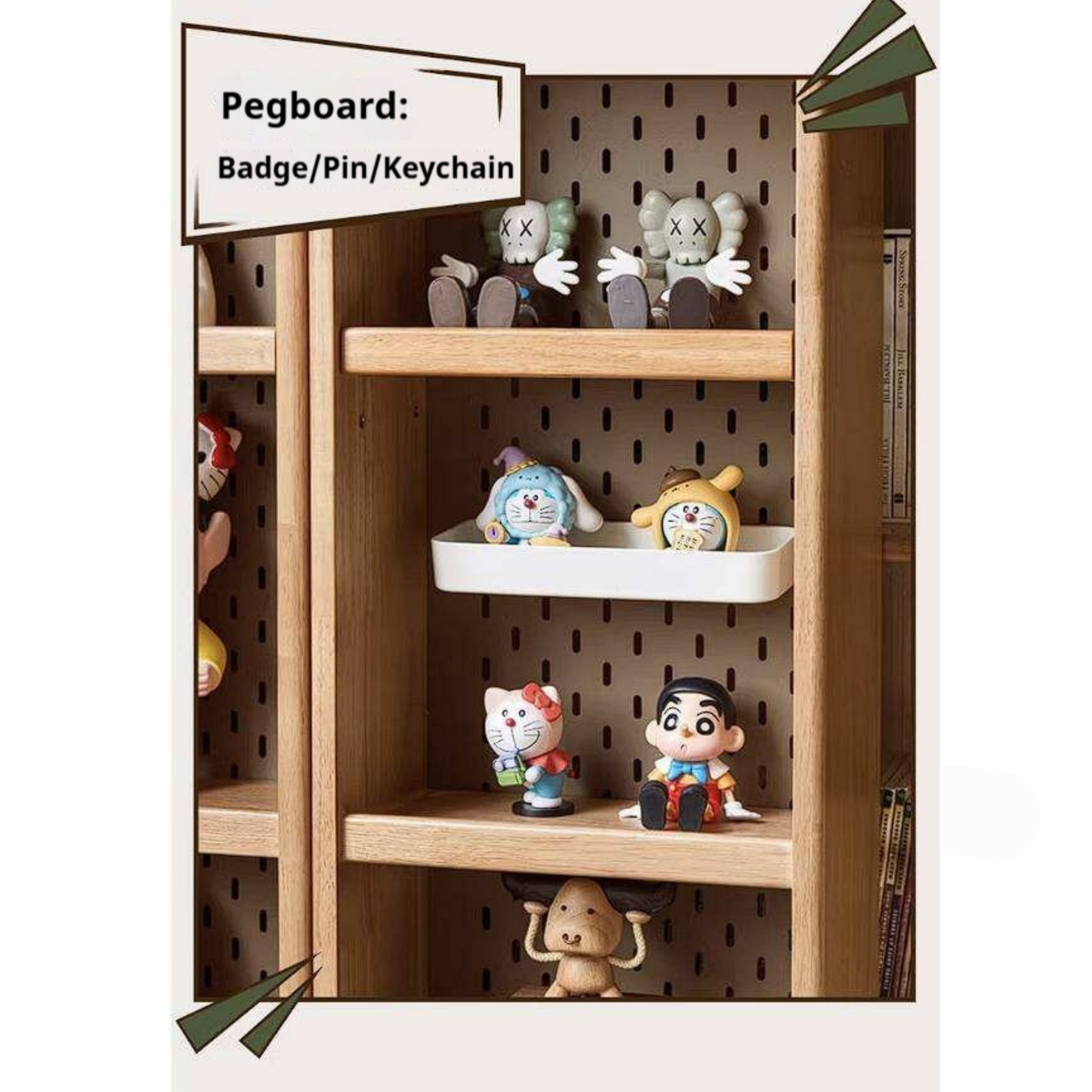 Rubberwood Solid Wood Bookshelf Floor-Standing Shelves and Sliding Doors