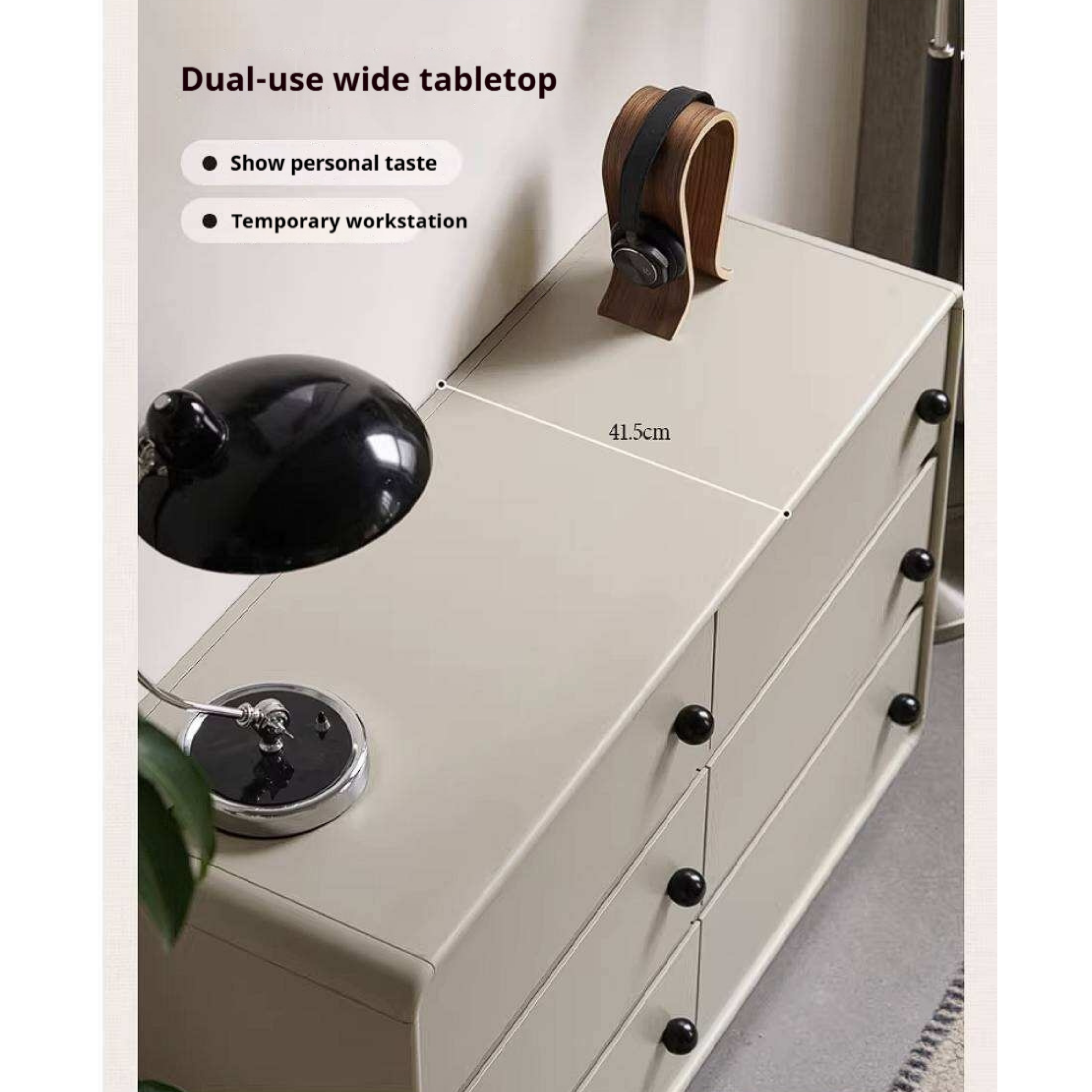 Rubberwood Solid Contemporary Two-Tone Dresser with Rounded Edge Frame and Minimalist Modular Design