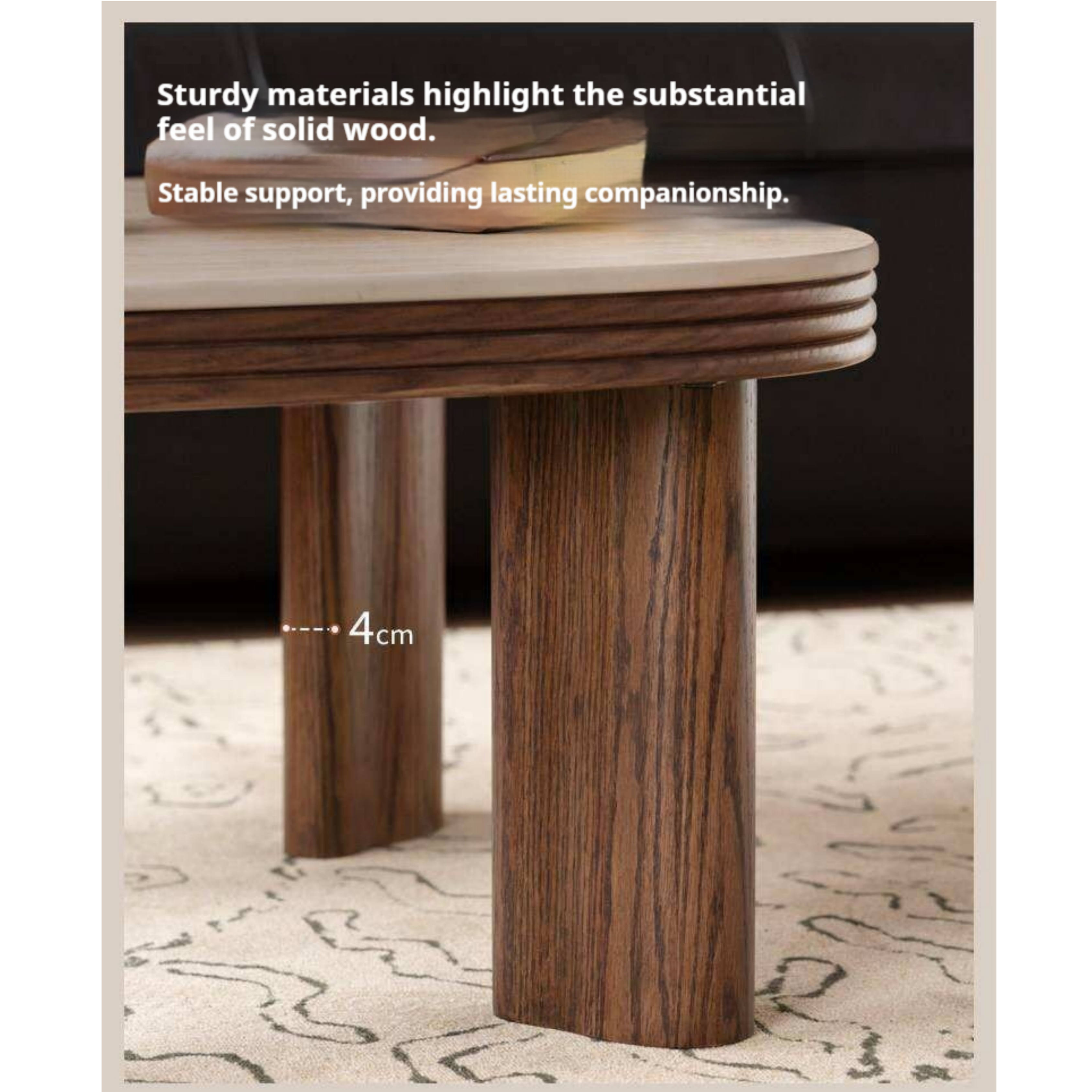 Oak Solid Wood Round Nesting Coffee Table with Stone Surface