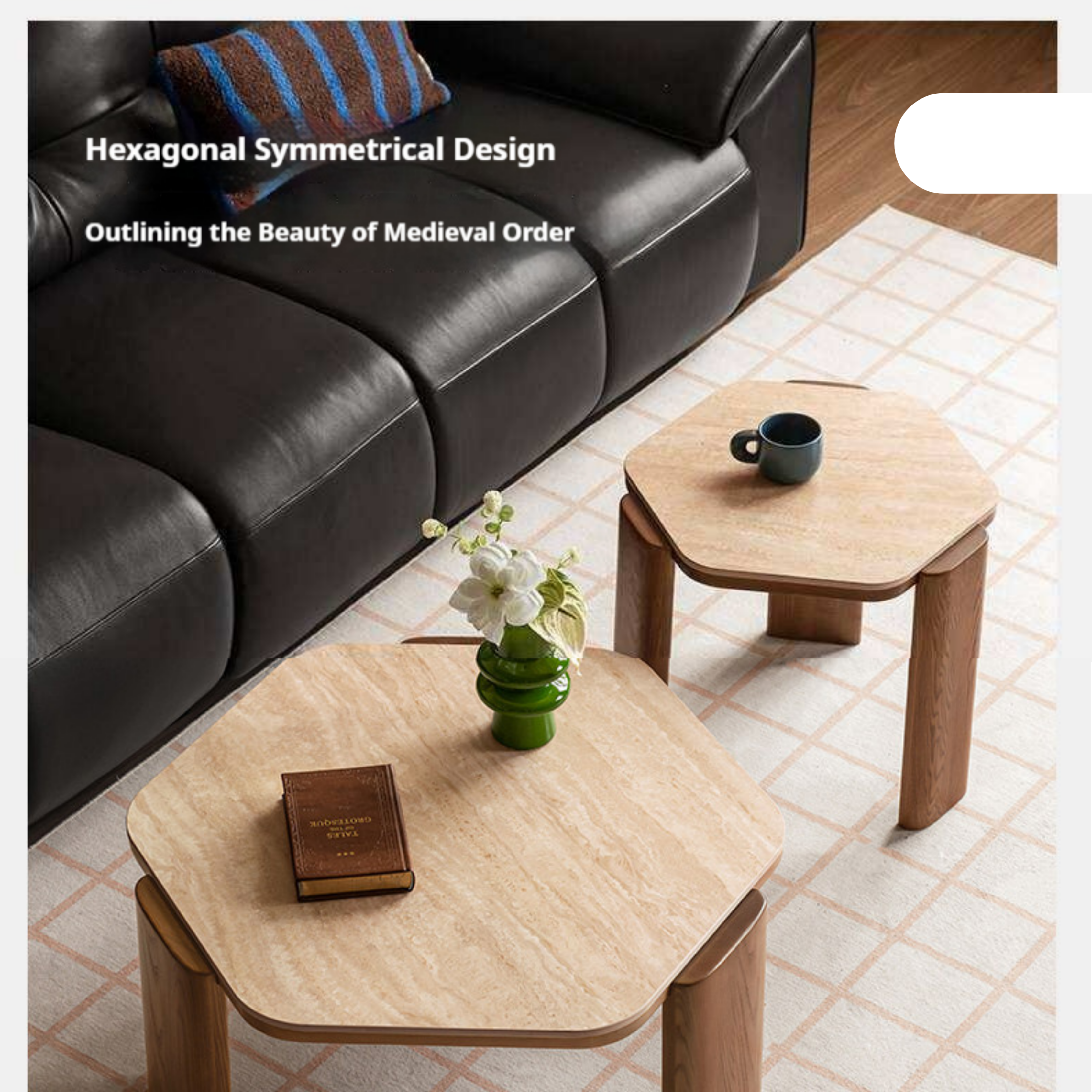 Ash Solid Wood Coffee Table with Wabi-Sabi Slab Design