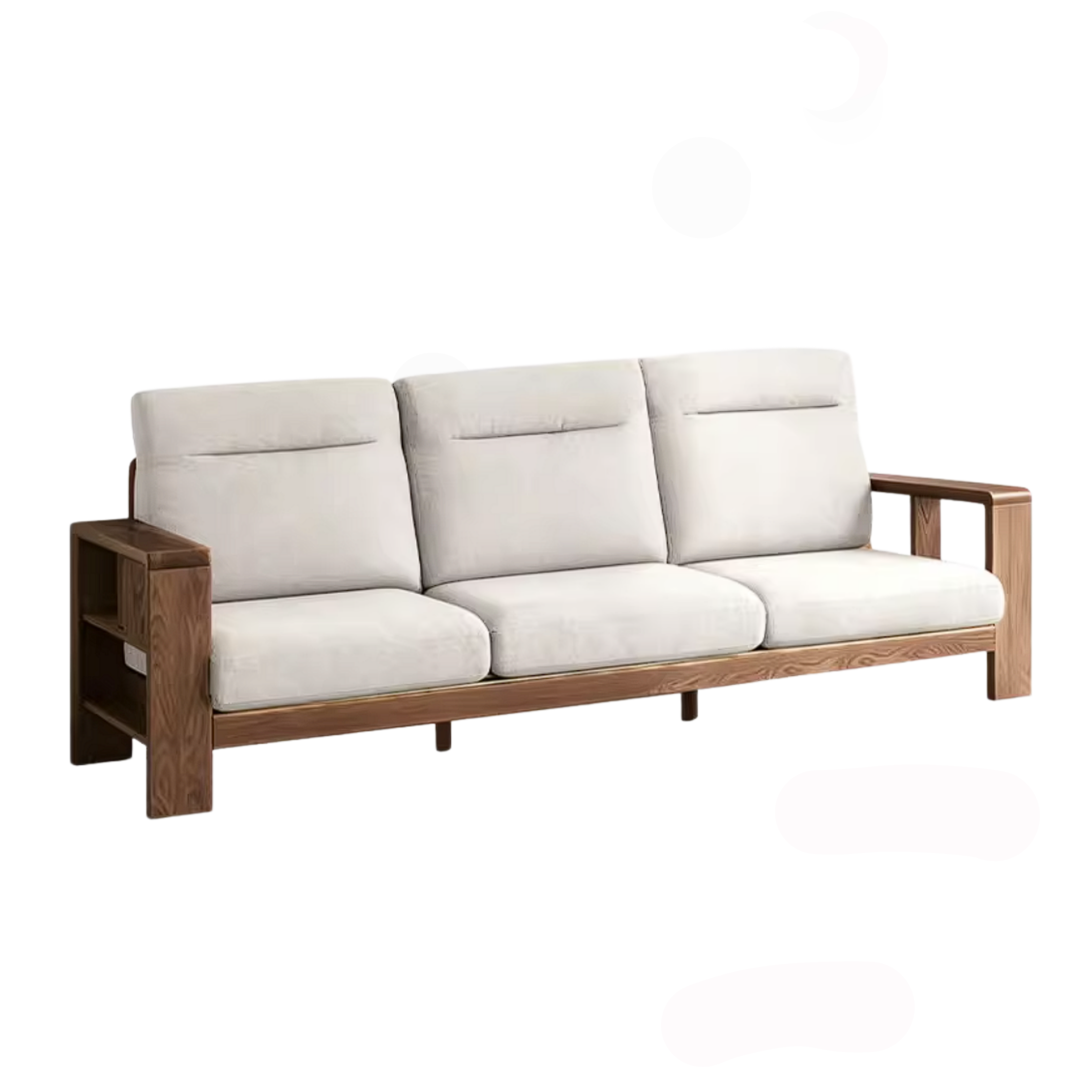 Oak Solid Wood Corner Sofa with Modern Fabric Upholstery