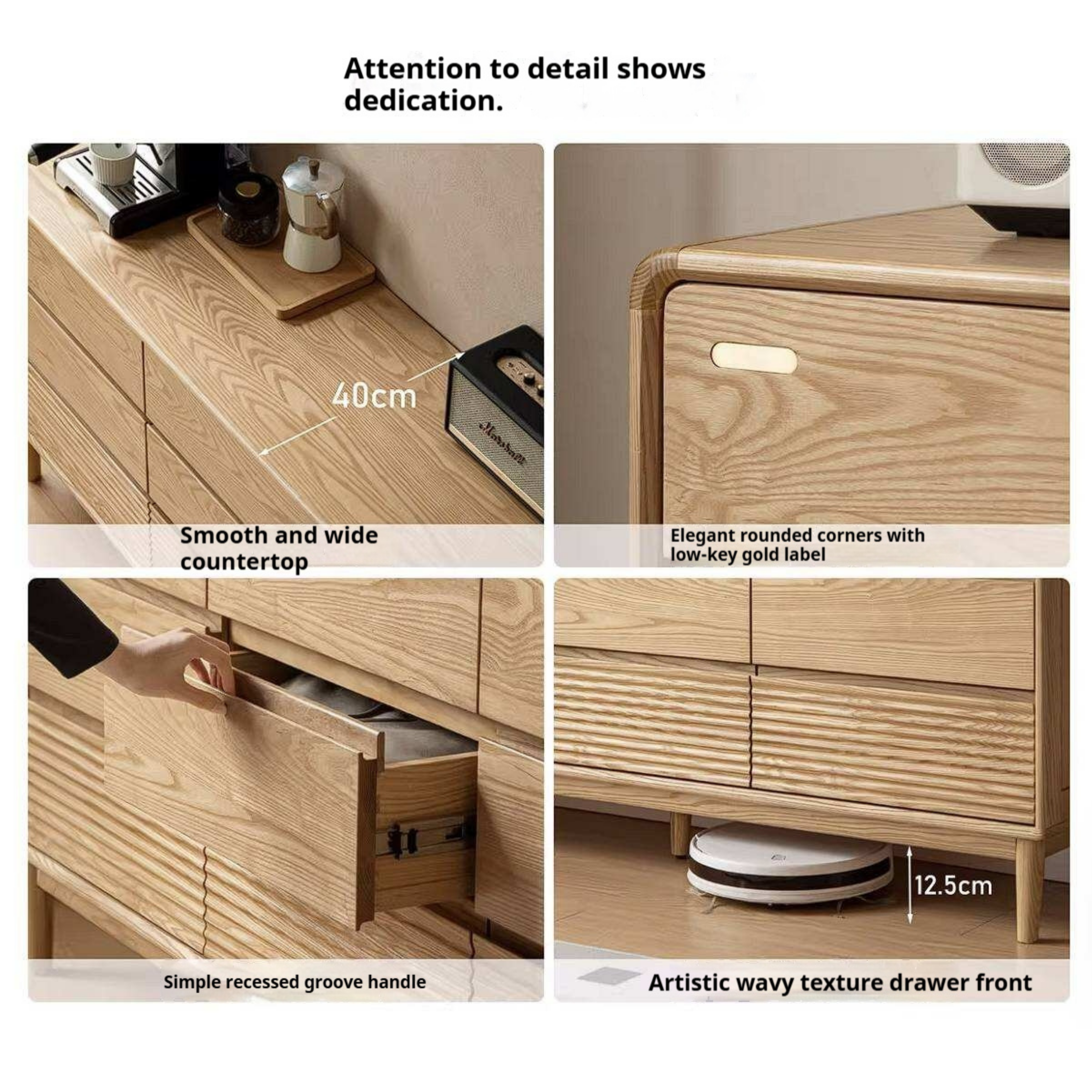 Ash Solid Wood Chest of Drawers with Modern Minimalist Design