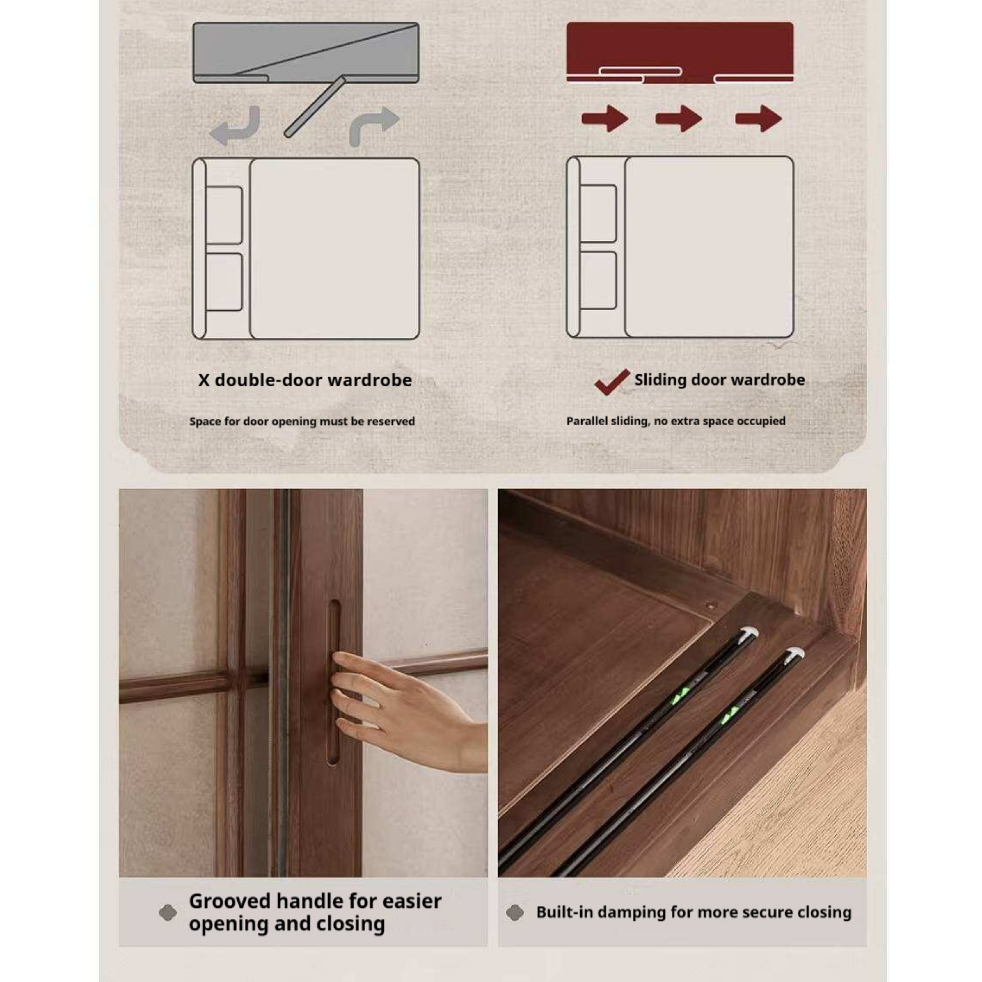 Oak Solid Wood Wardrobe with Songshi Aesthetic Storage Design