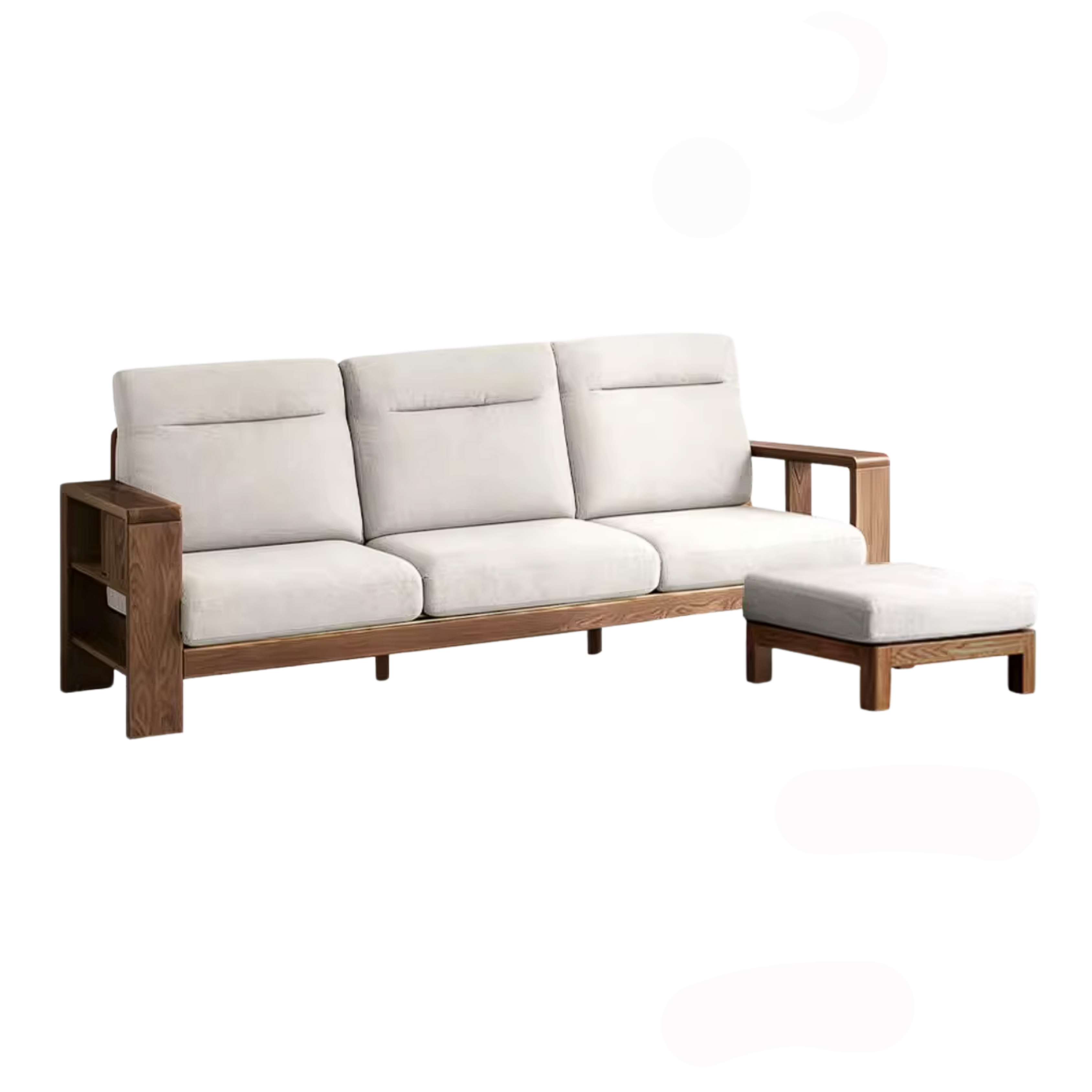 Oak Solid Wood Corner Sofa with Modern Fabric Upholstery