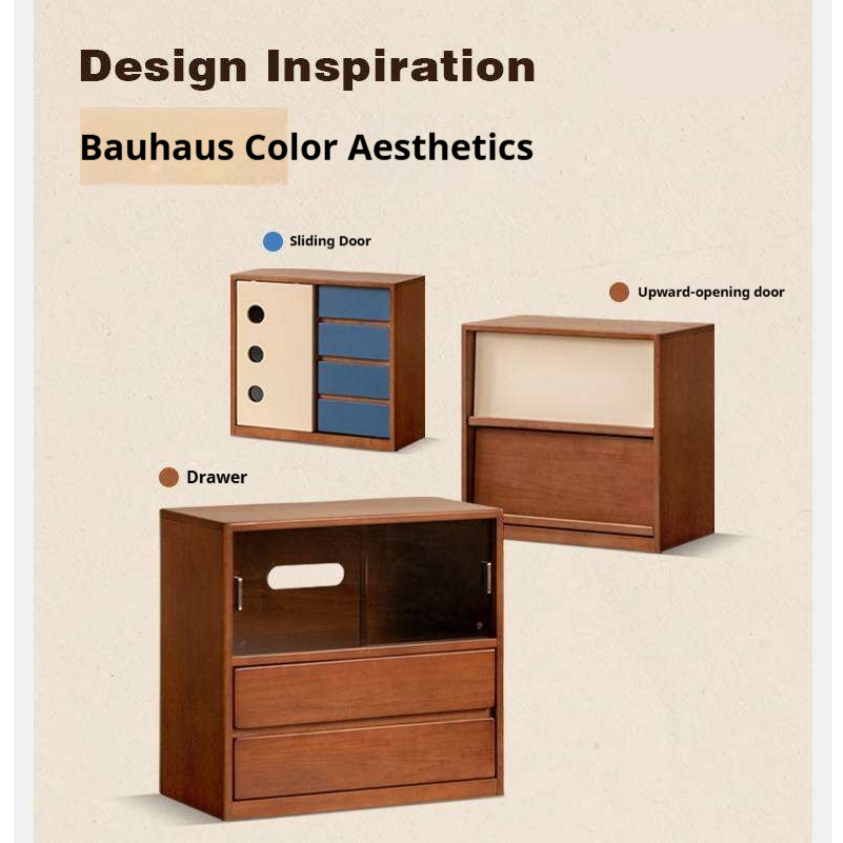 Poplar Solid Wood TV Cabinet with Vintage Style Modular Storage Design
