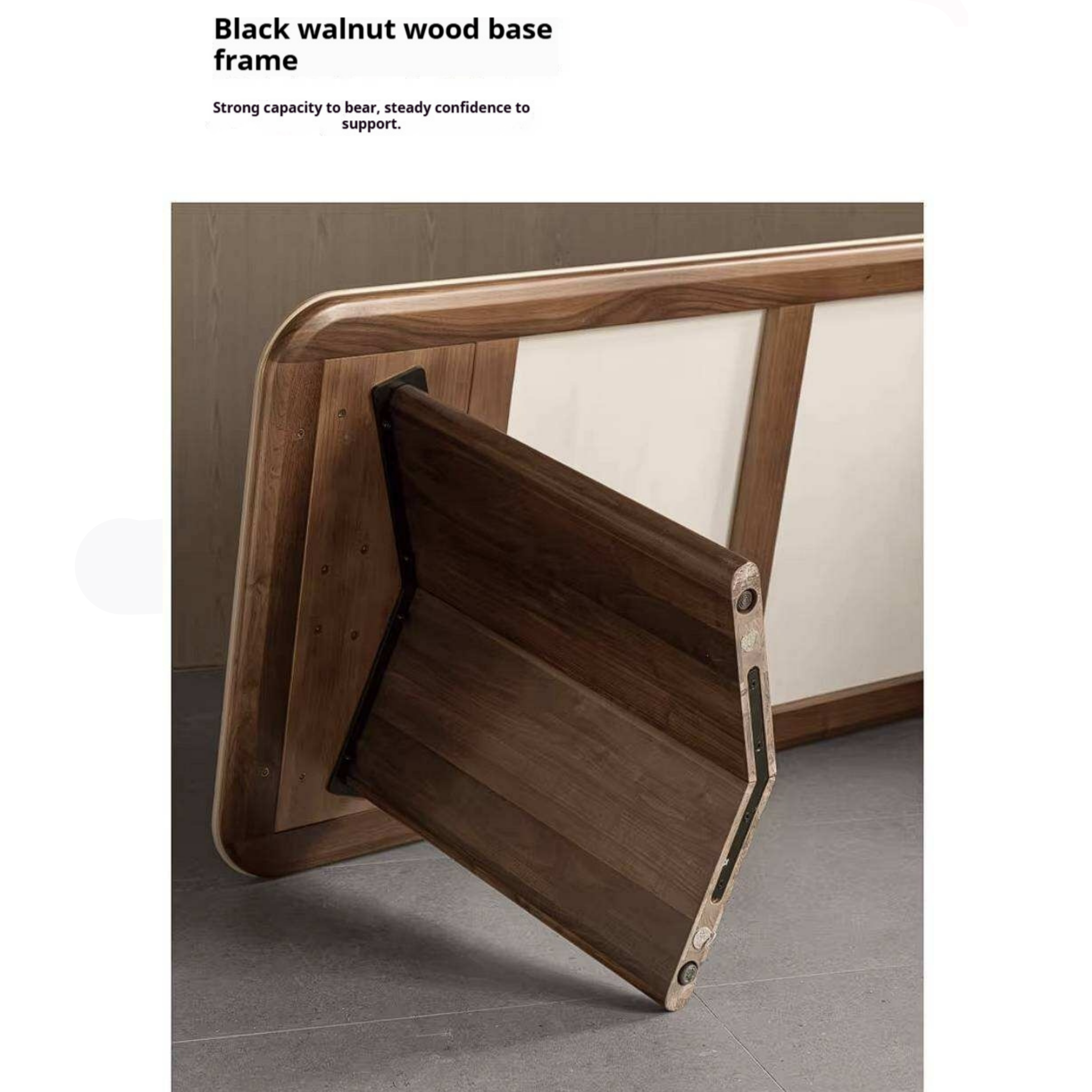 Black Walnut Solid Wood Trestle Dining Table with Stone Top and Panel Legs