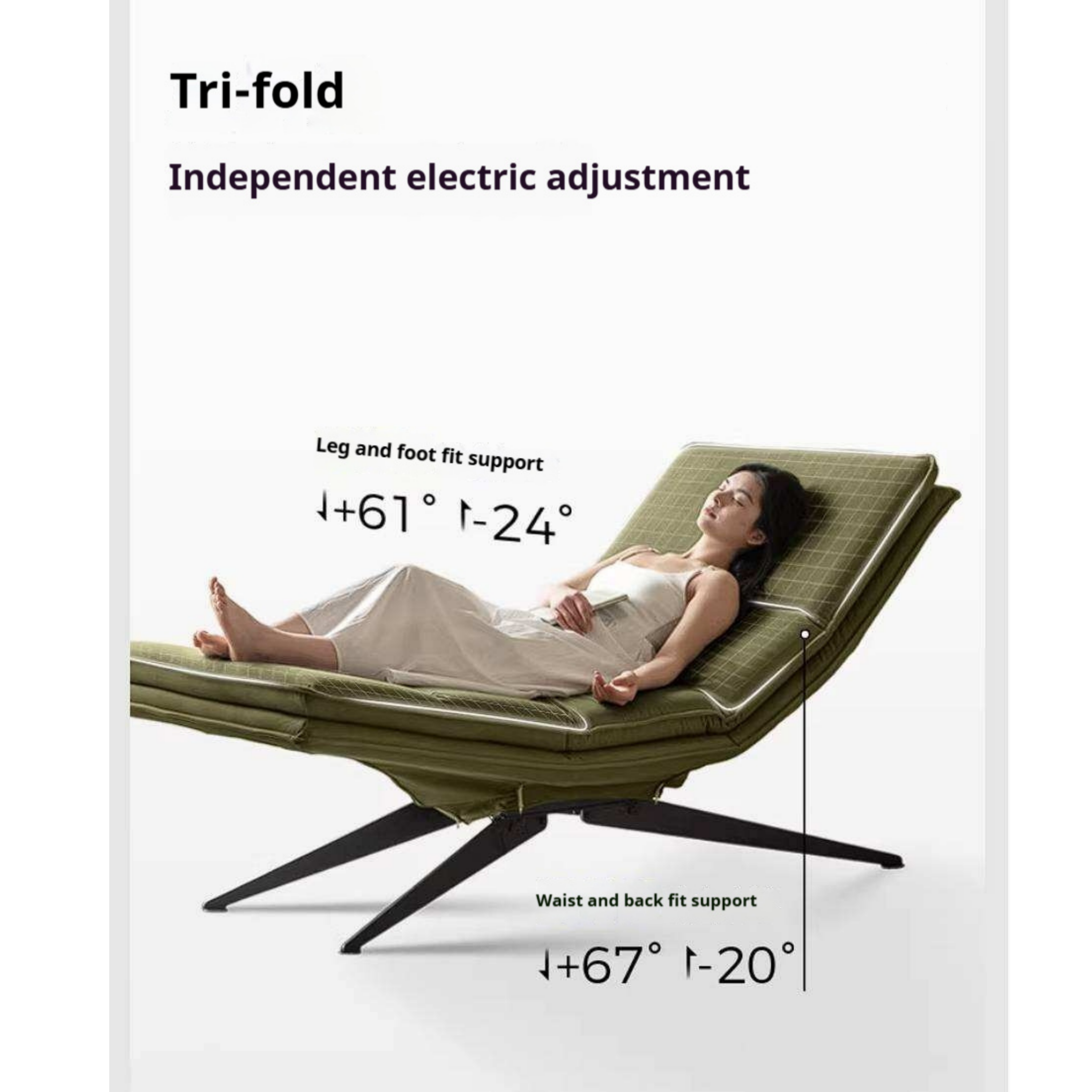 Modern Adjustable Power Reclining Chaise Lounge Chair for Yoga and Relaxation