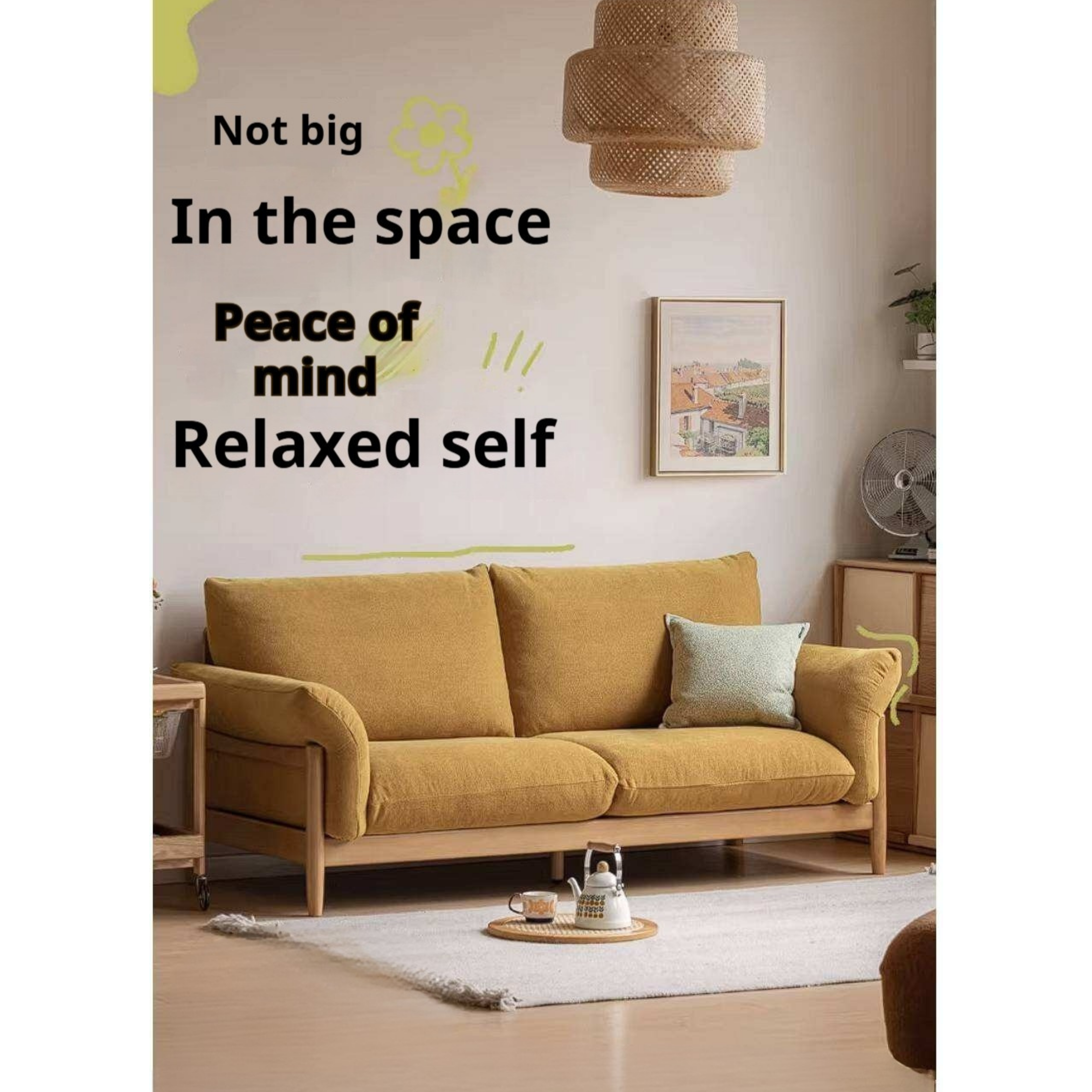 Beech Solid Wood Sofa with Modern Minimalist Design