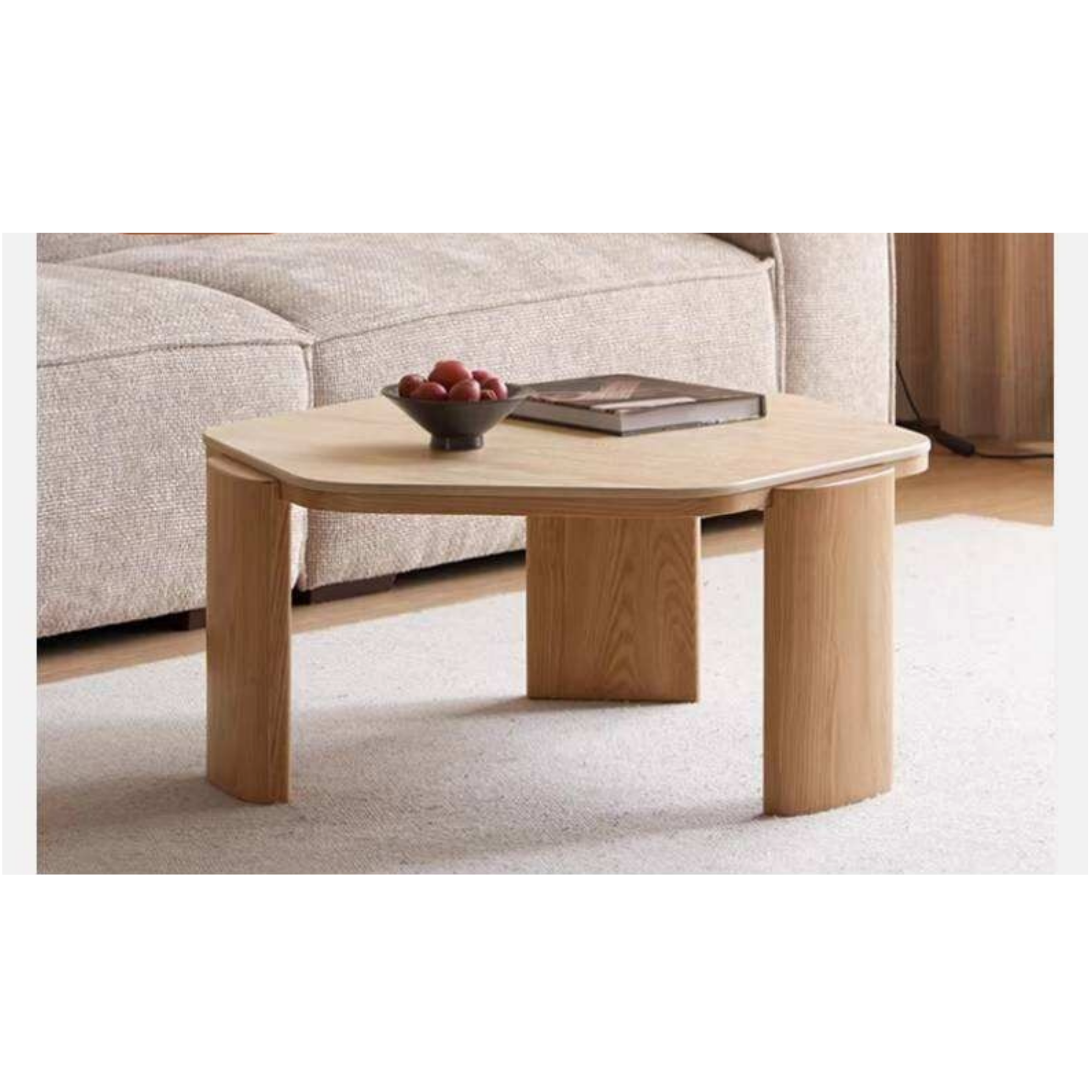 Ash Solid Wood Coffee Table with Wabi-Sabi Slab Design