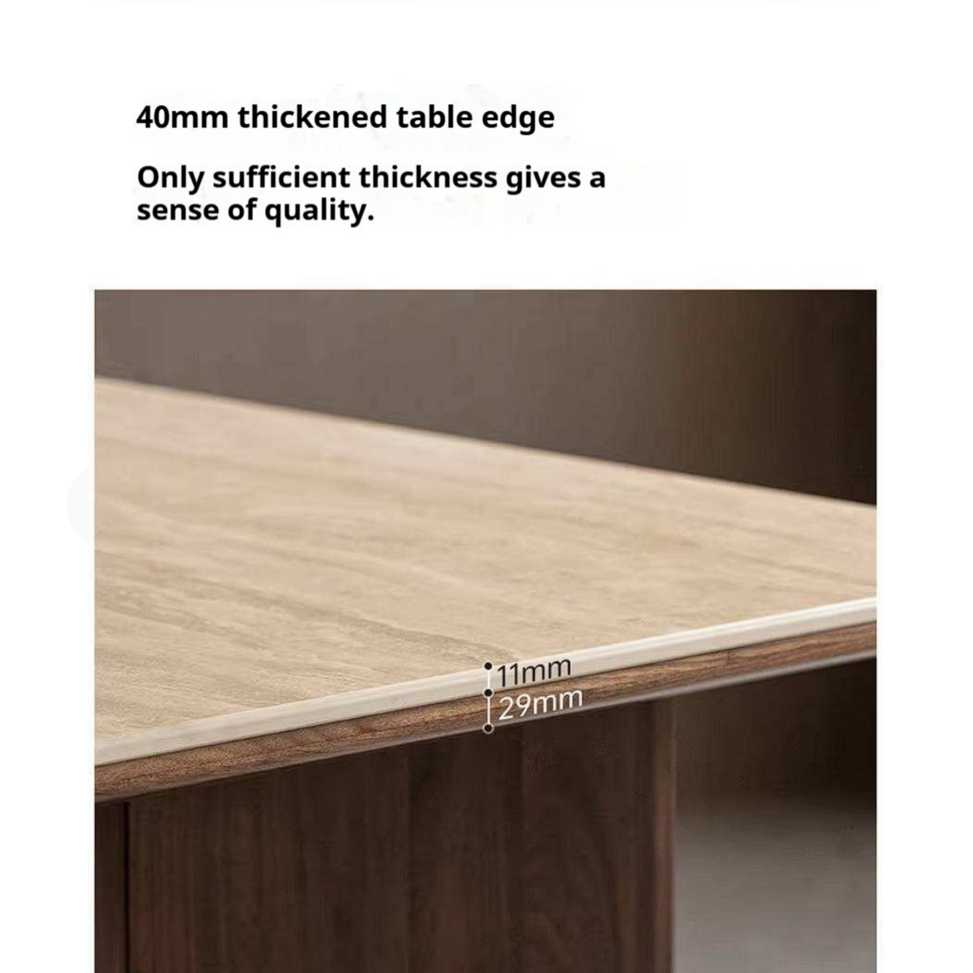 Black Walnut Solid Wood Trestle Dining Table with Stone Top and Panel Legs