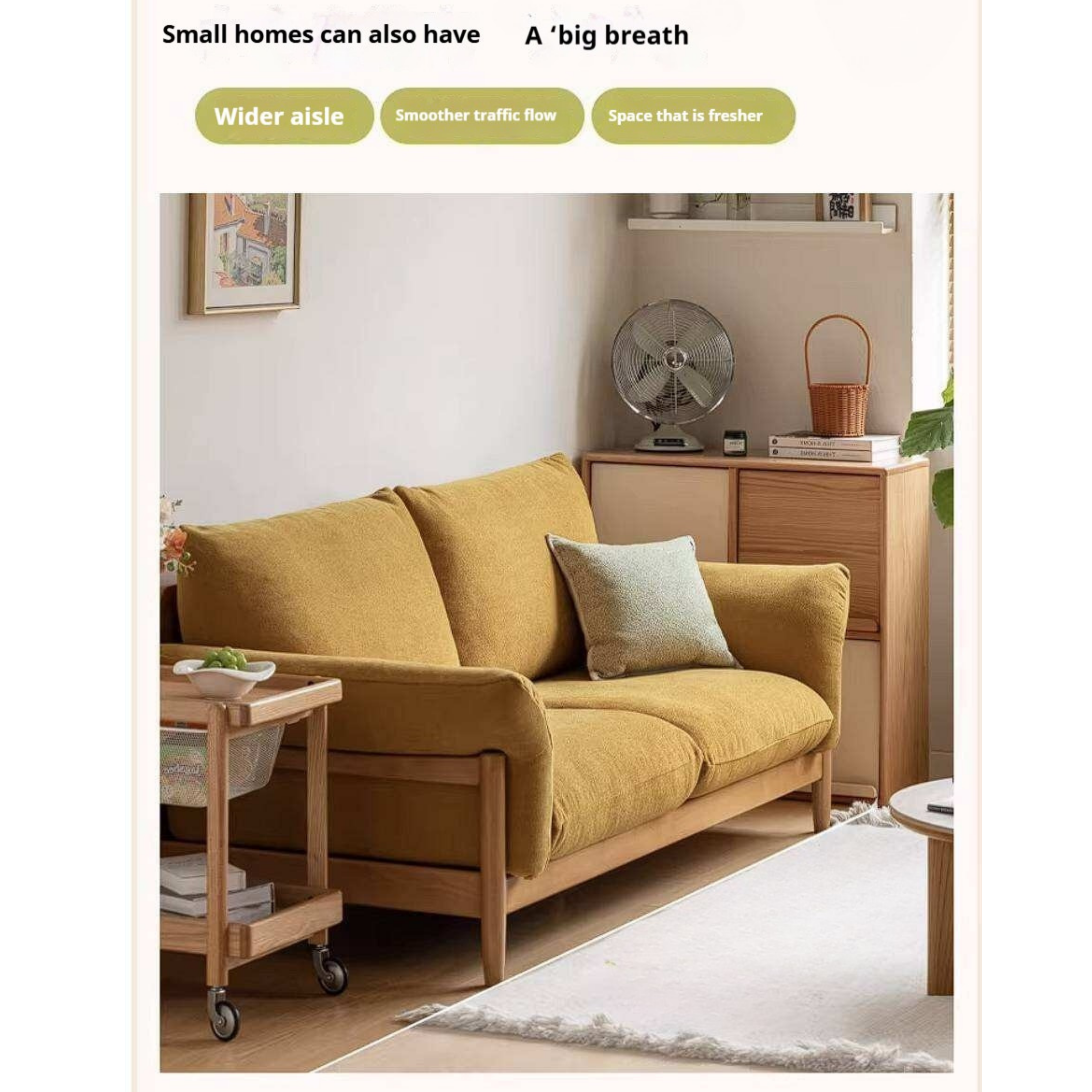 Beech Solid Wood Sofa with Modern Minimalist Design