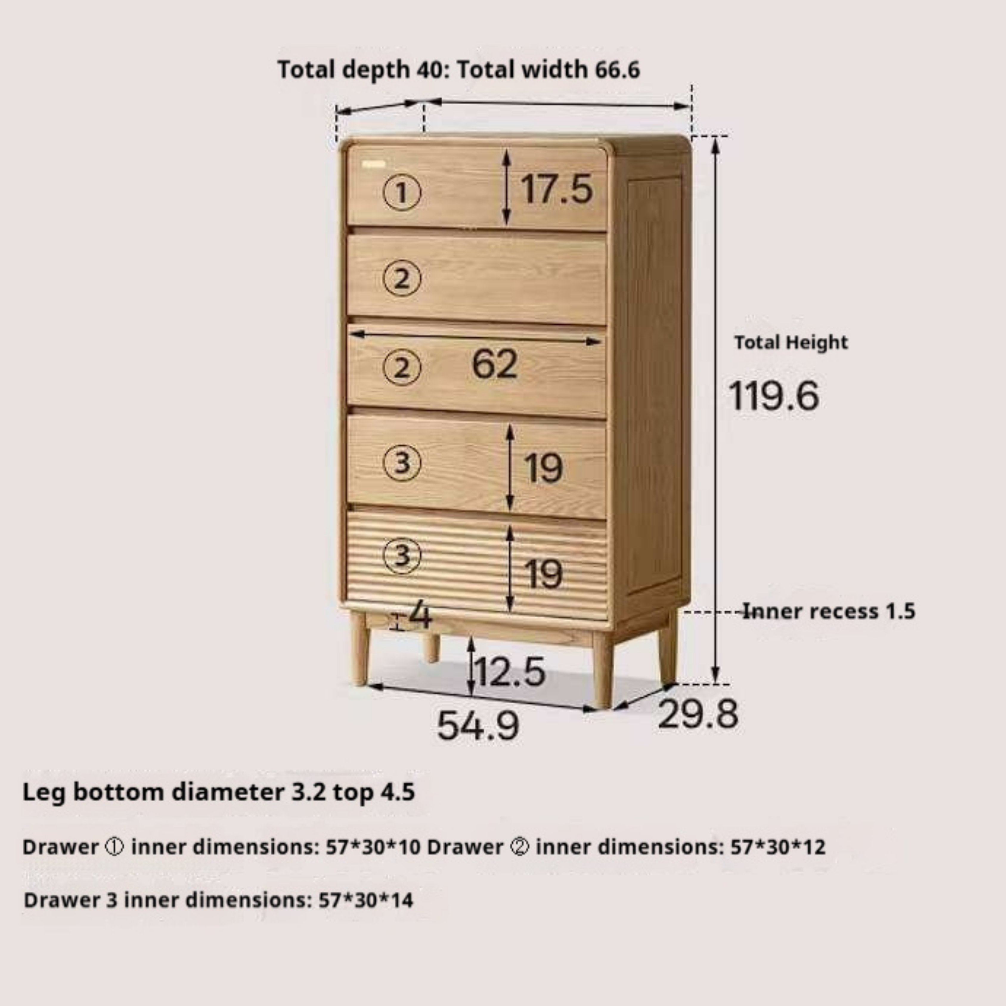 Ash Solid Wood Chest of Drawers with Modern Minimalist Design