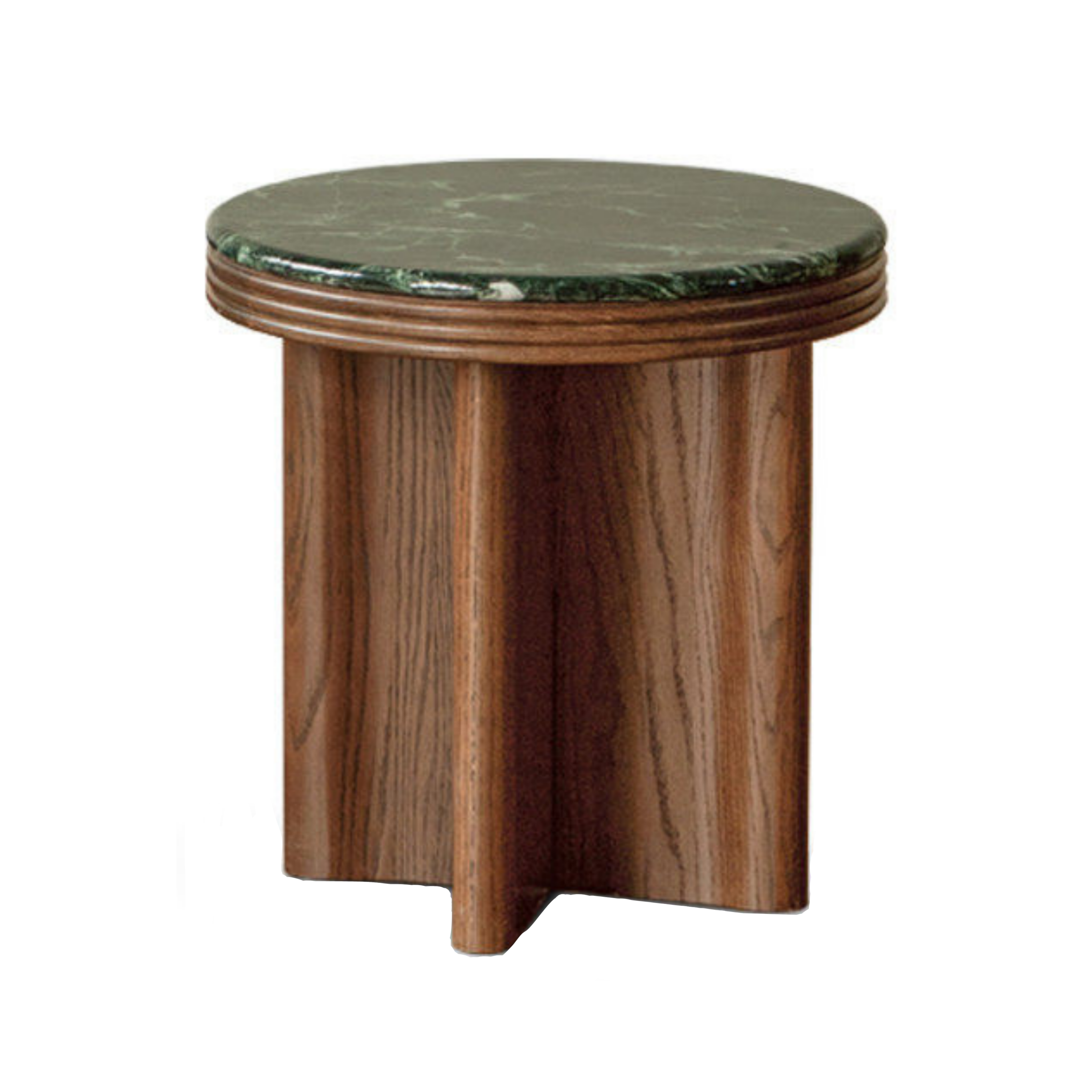 Oak Solid Wood Coffee Table with Green Marble Surface