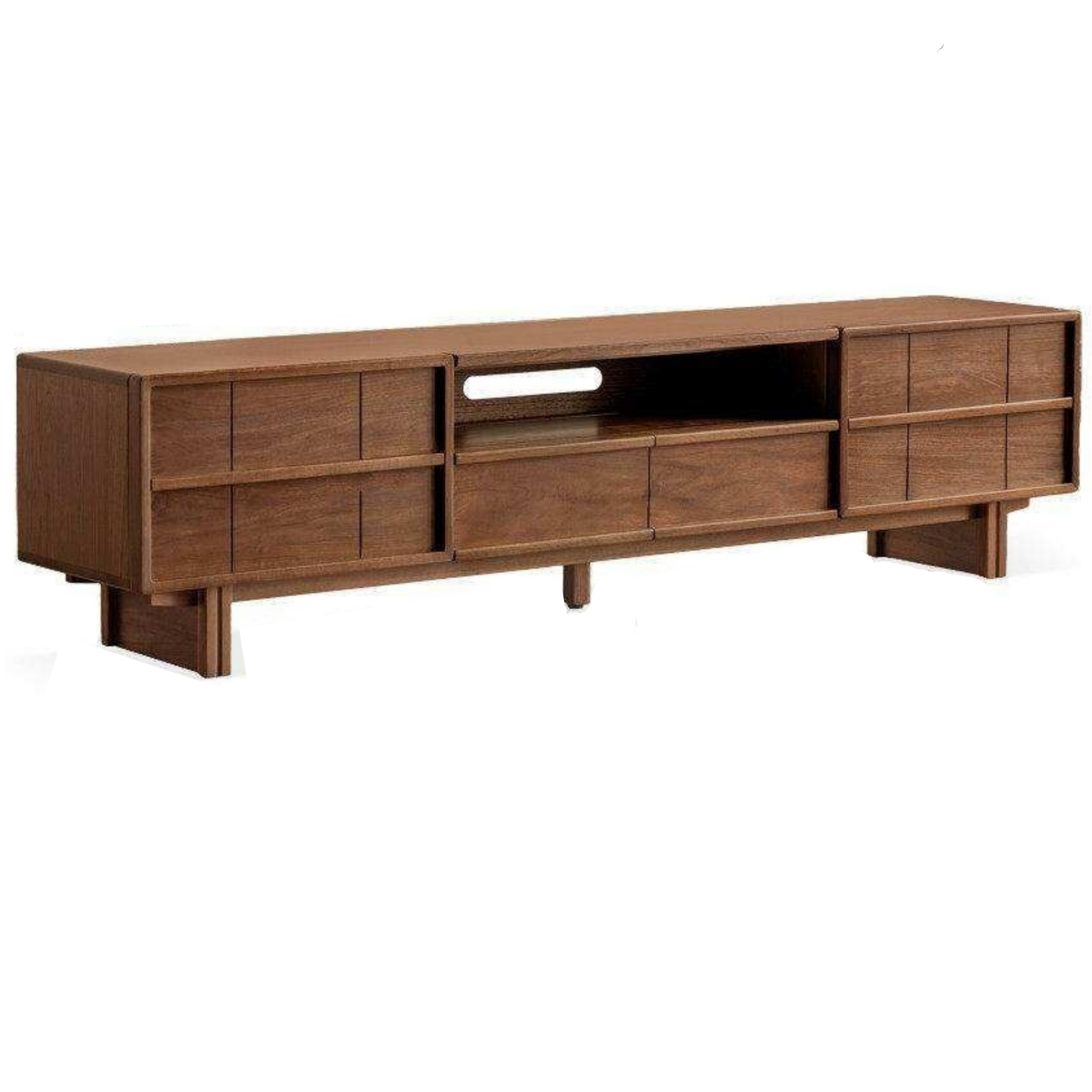 Black Walnut Solid Wood TV Cabinet with Aesthetic Style and Storage Drawers