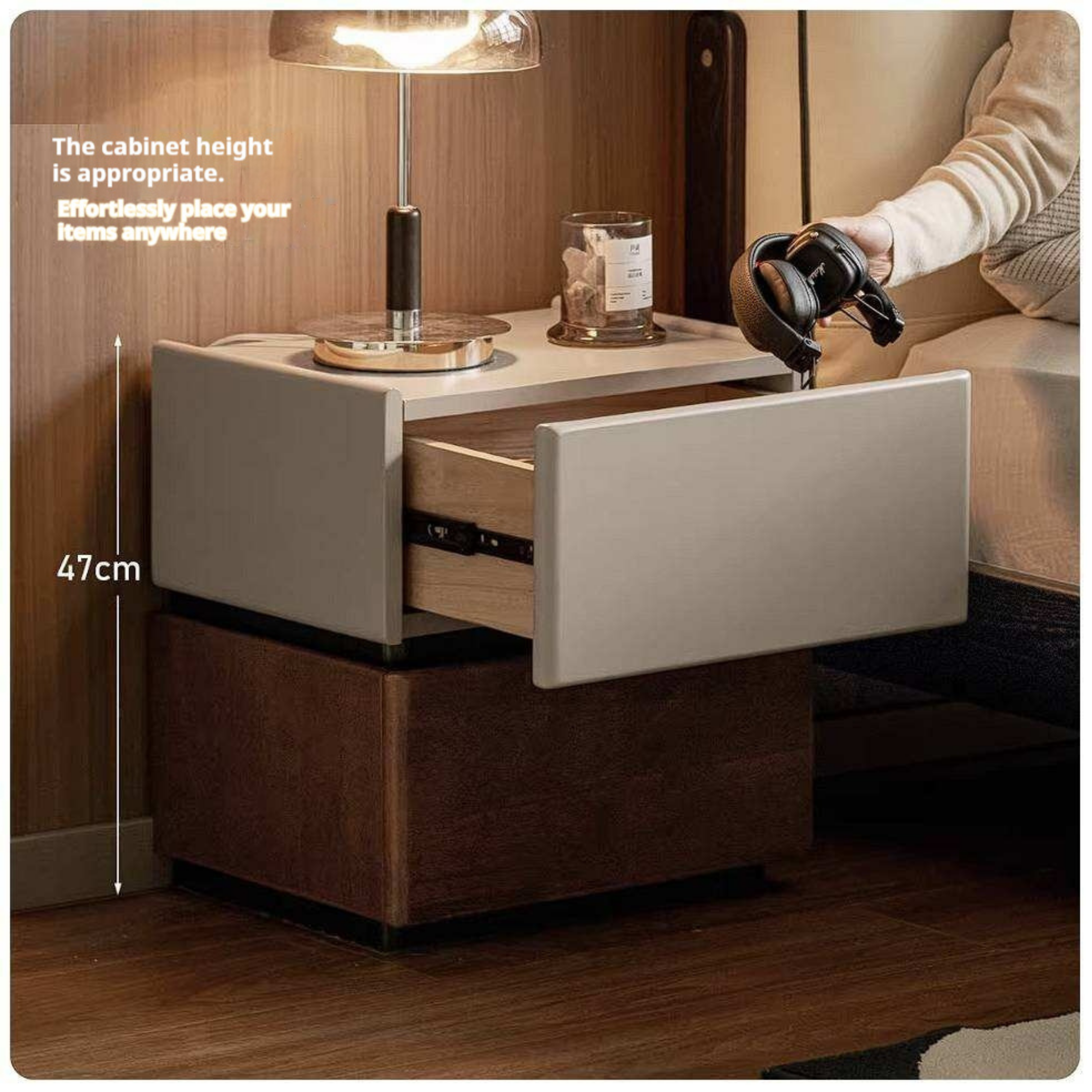 Rubberwood Solid Wood Bedside Cabinet with Modern Simple Storage