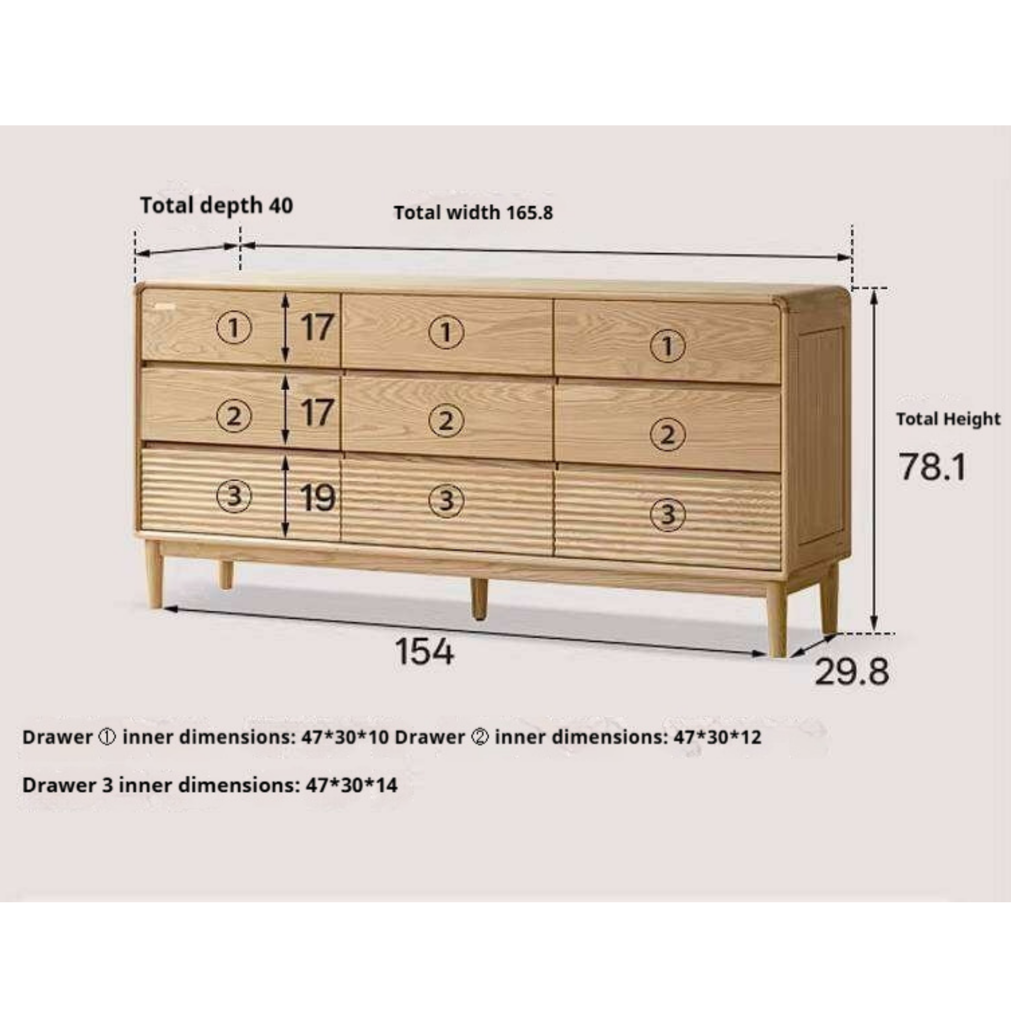 Ash Solid Wood Chest of Drawers with Modern Minimalist Design