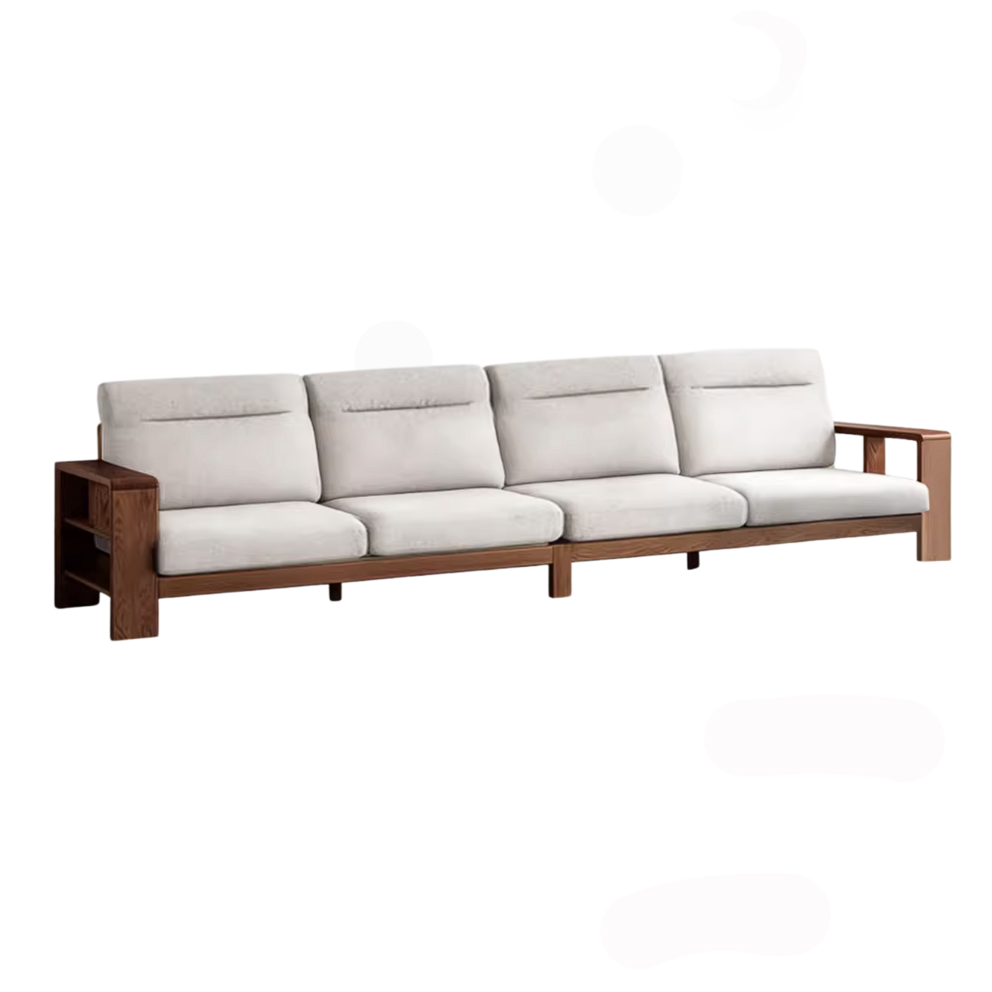 Oak Solid Wood Corner Sofa with Modern Fabric Upholstery