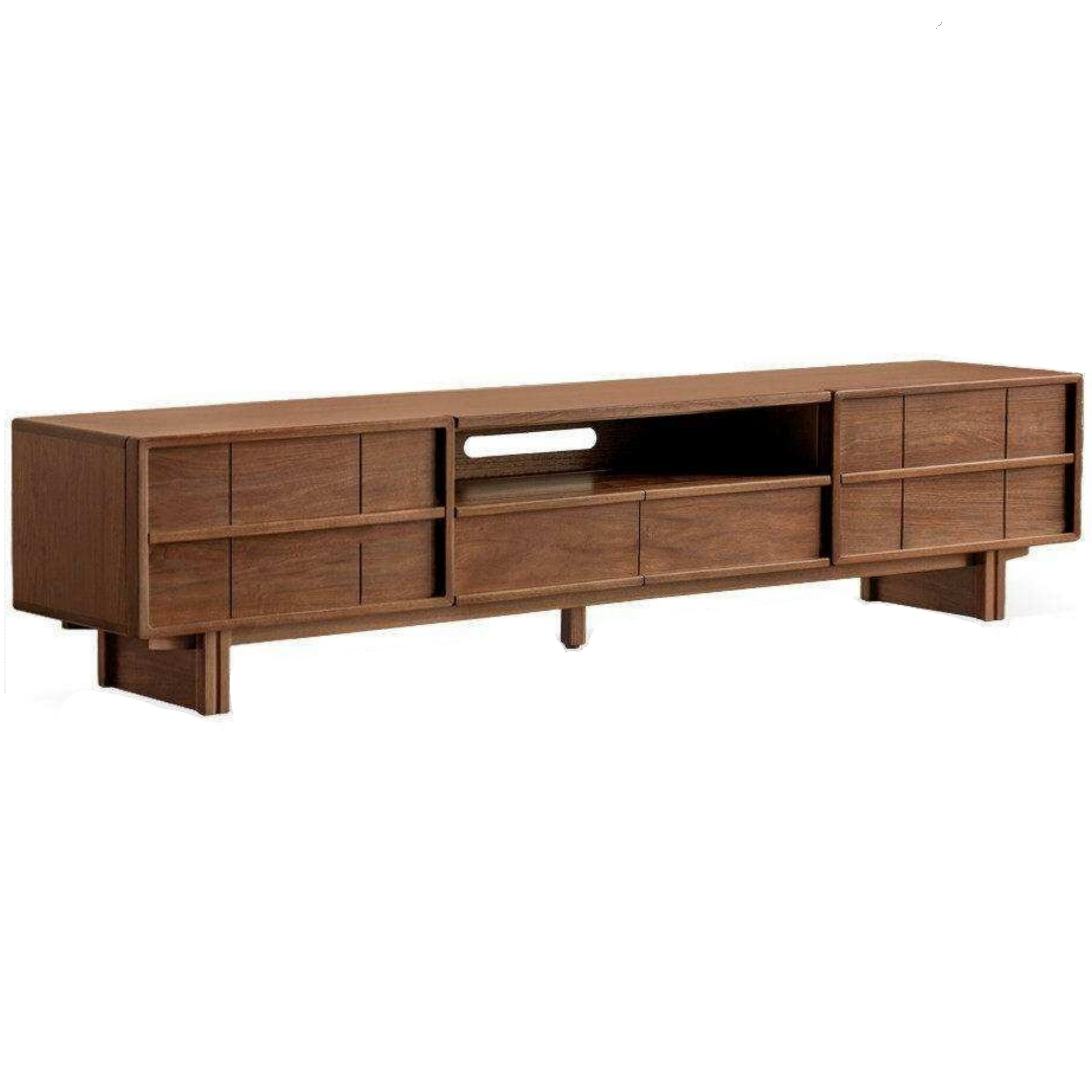 Black Walnut Solid Wood TV Cabinet with Aesthetic Style and Storage Drawers